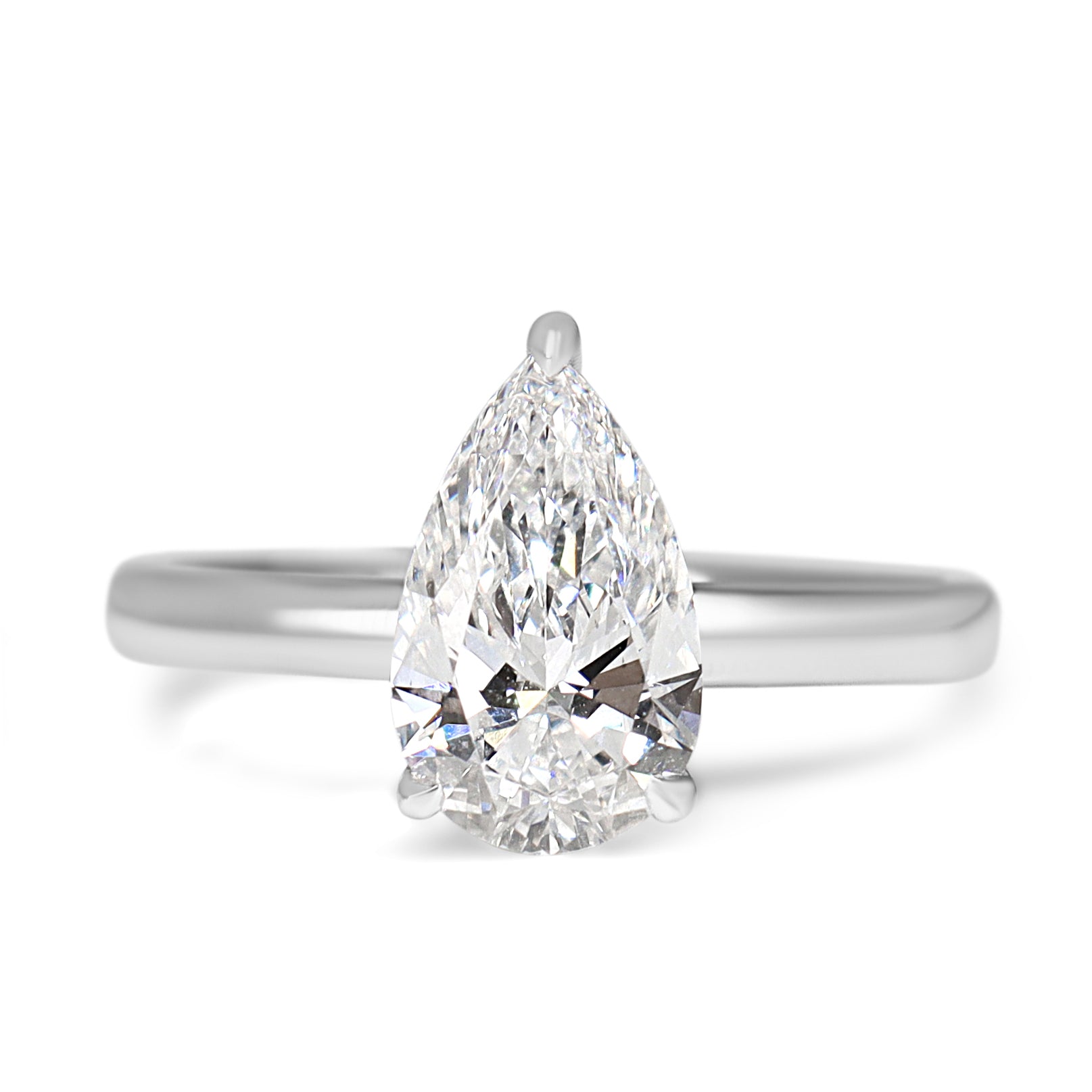 18ct White Gold 1.64ct Lab Grown Diamond Pear Solitaire Ring