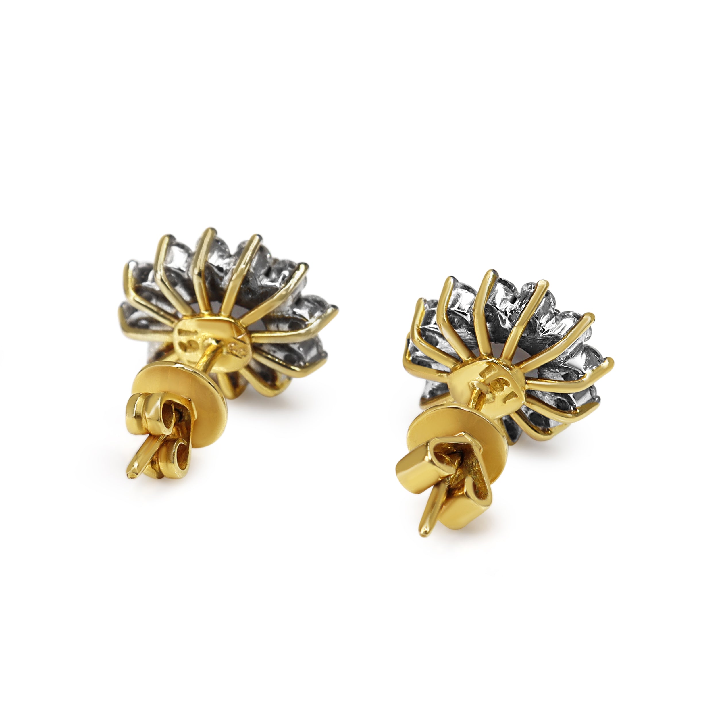 18ct Yellow and White Gold Star Sapphire and Diamond Halo Stud Earrings