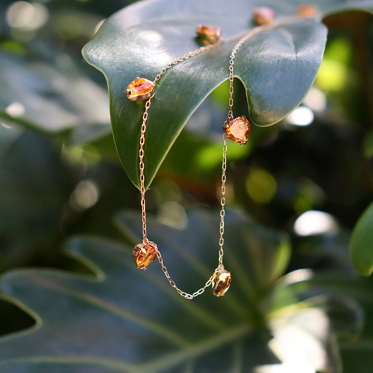 18ct Yellow Gold Citrine Heart Chain Necklace