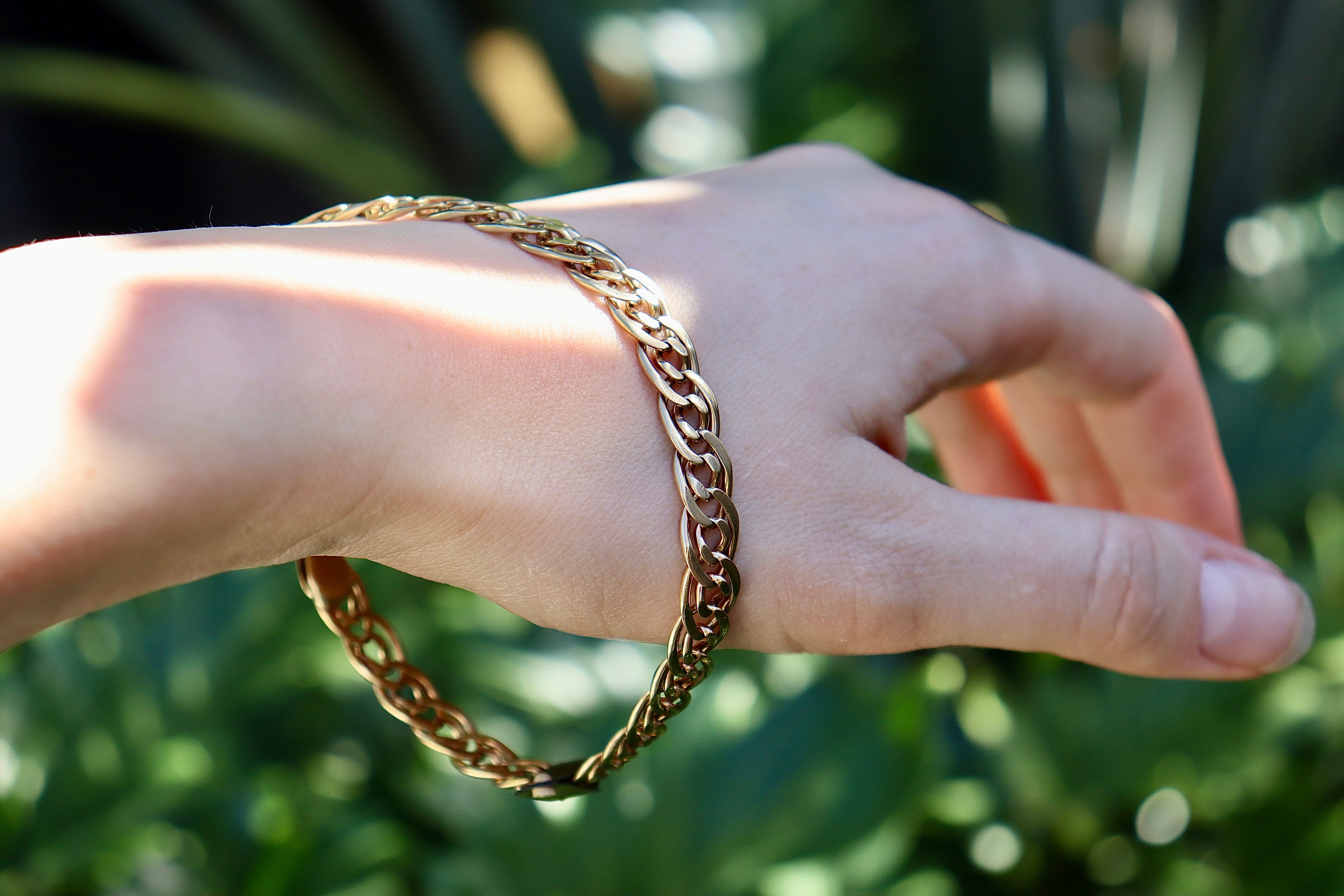 9ct Yellow Gold Fancy Double Curb Flat Link Bracelet