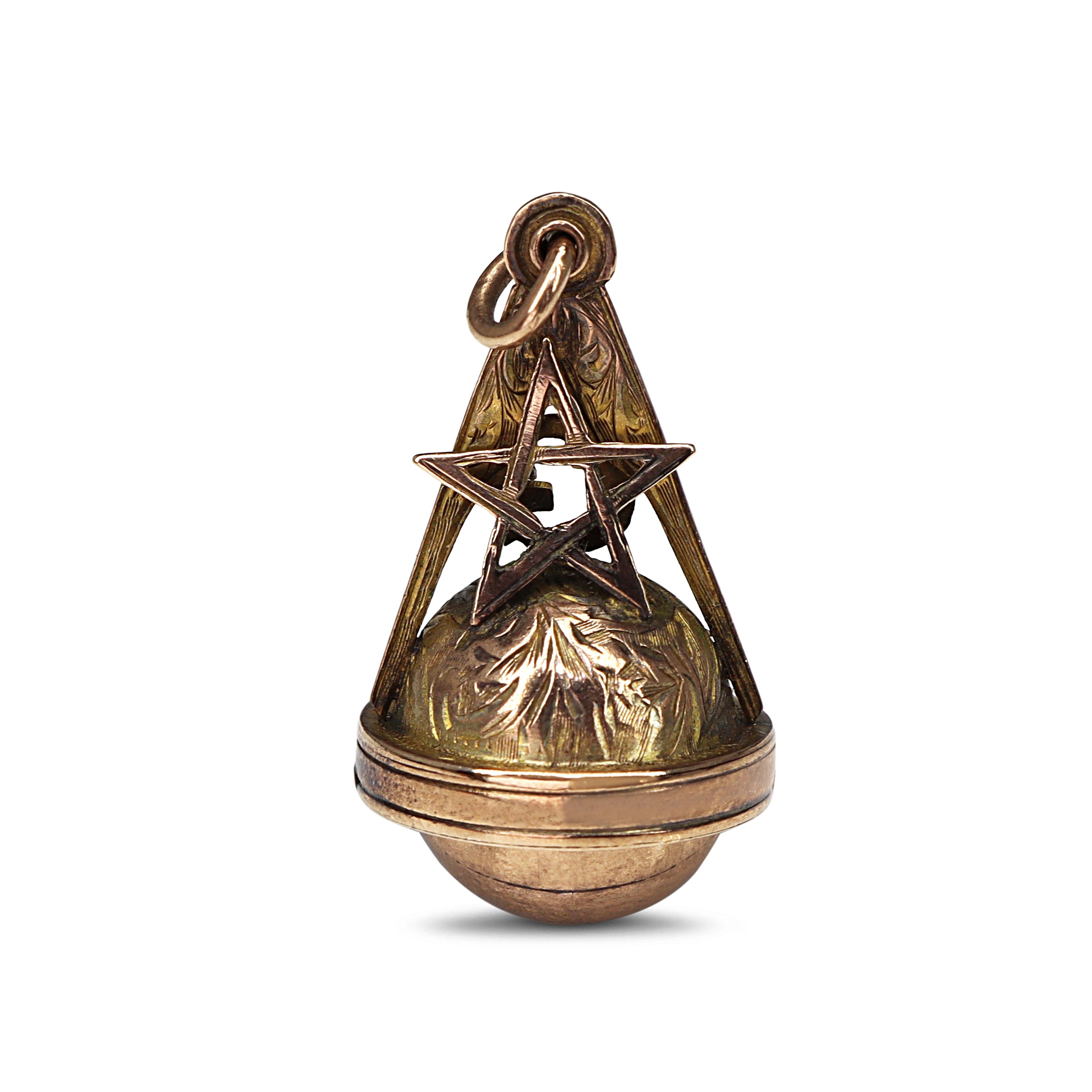 9ct Yellow Gold Antique Masonic Compass Charm / Pendant