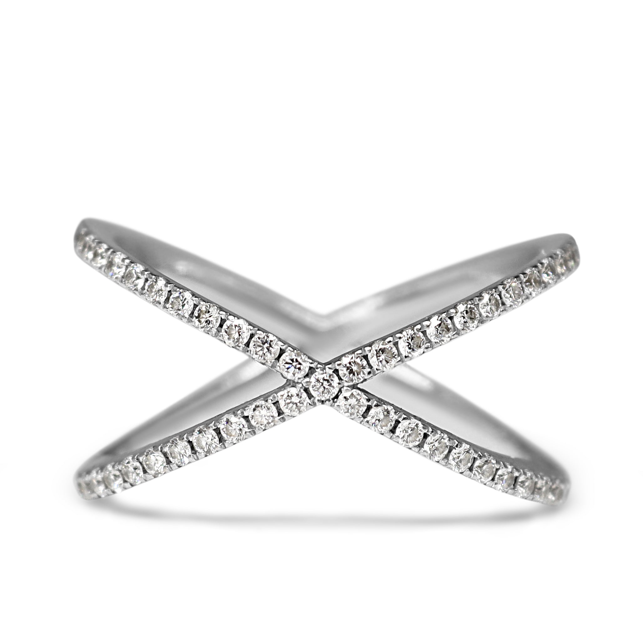 18ct White Gold Diamond Cross Over Cocktail Ring