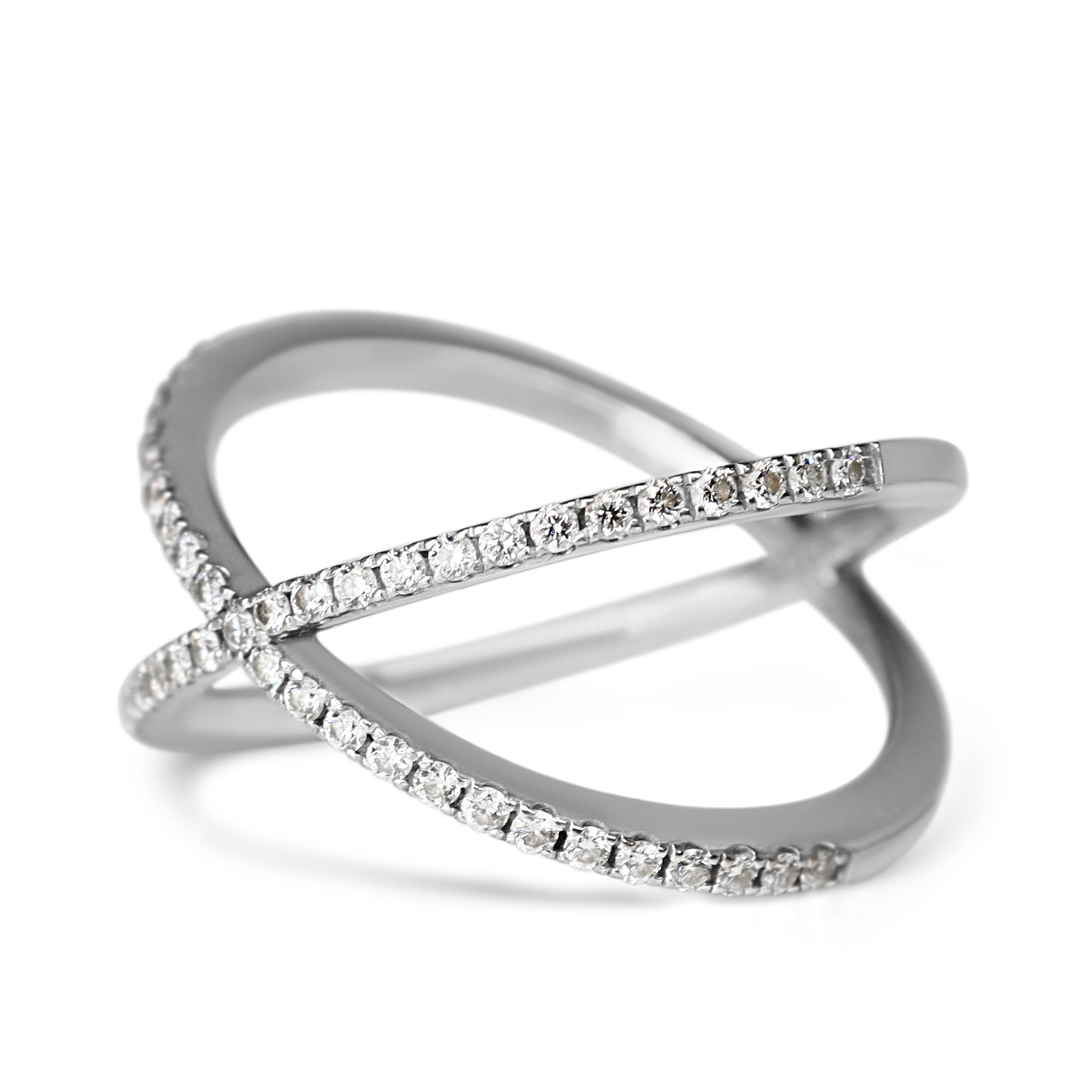 18ct White Gold Diamond Cross Over Cocktail Ring