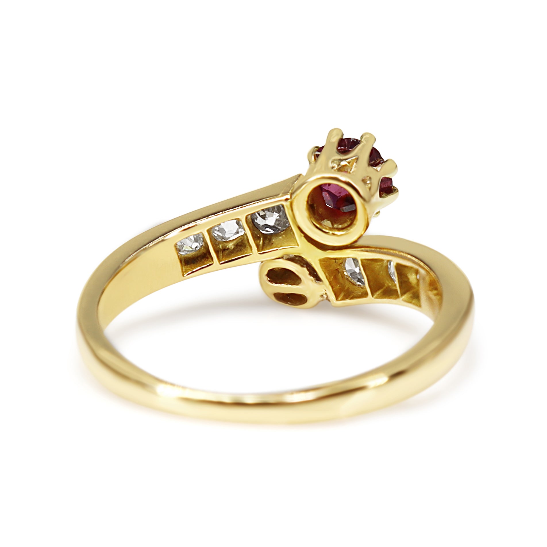 18ct Yellow Gold Antique Ruby, Pearl and Old Cut Diamond Moi et Toi Ring