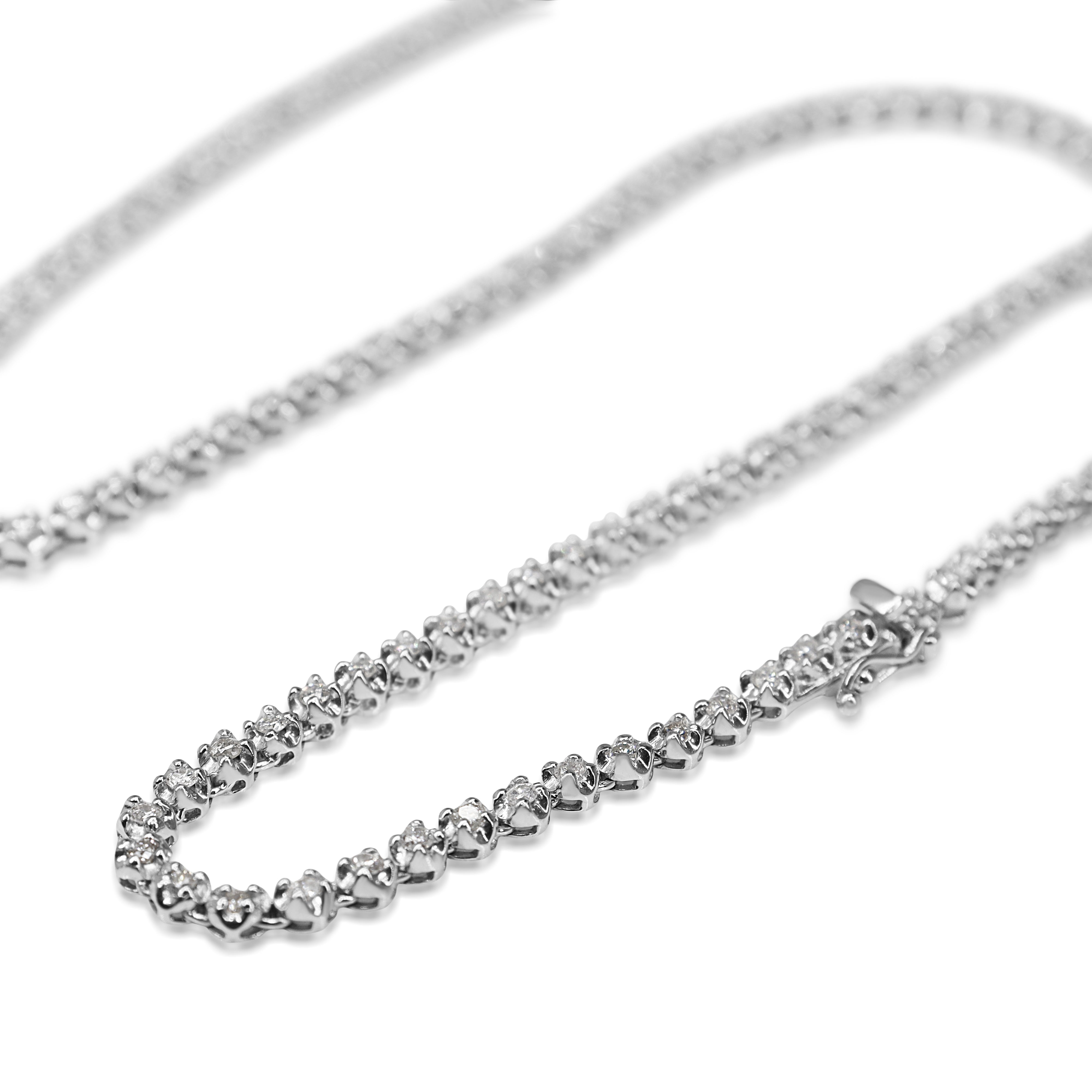 Platinum 3.60ct Graduated Diamond Tennis Necklace
