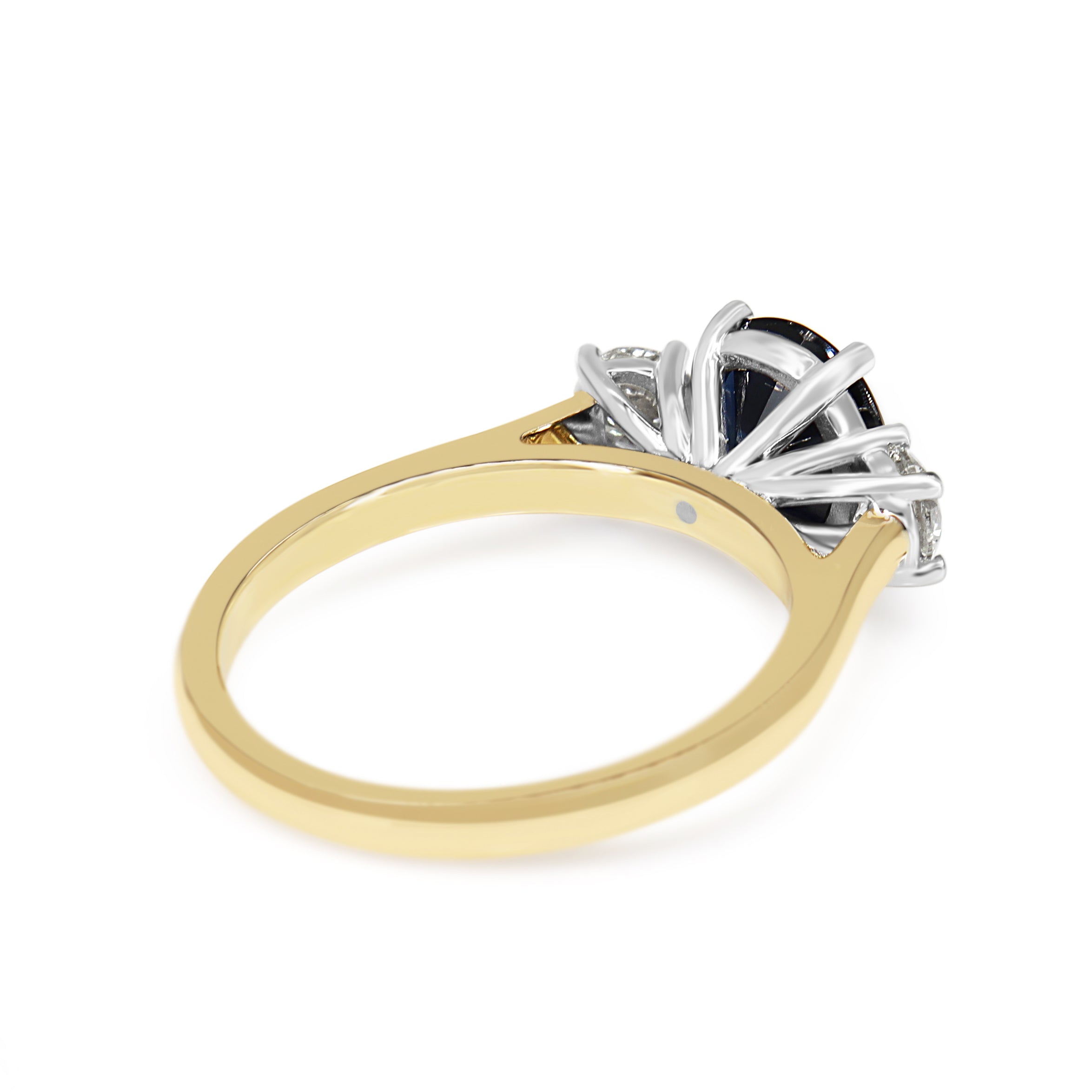18ct Yellow and White Gold Sapphire and Diamond 3 Stone Ring