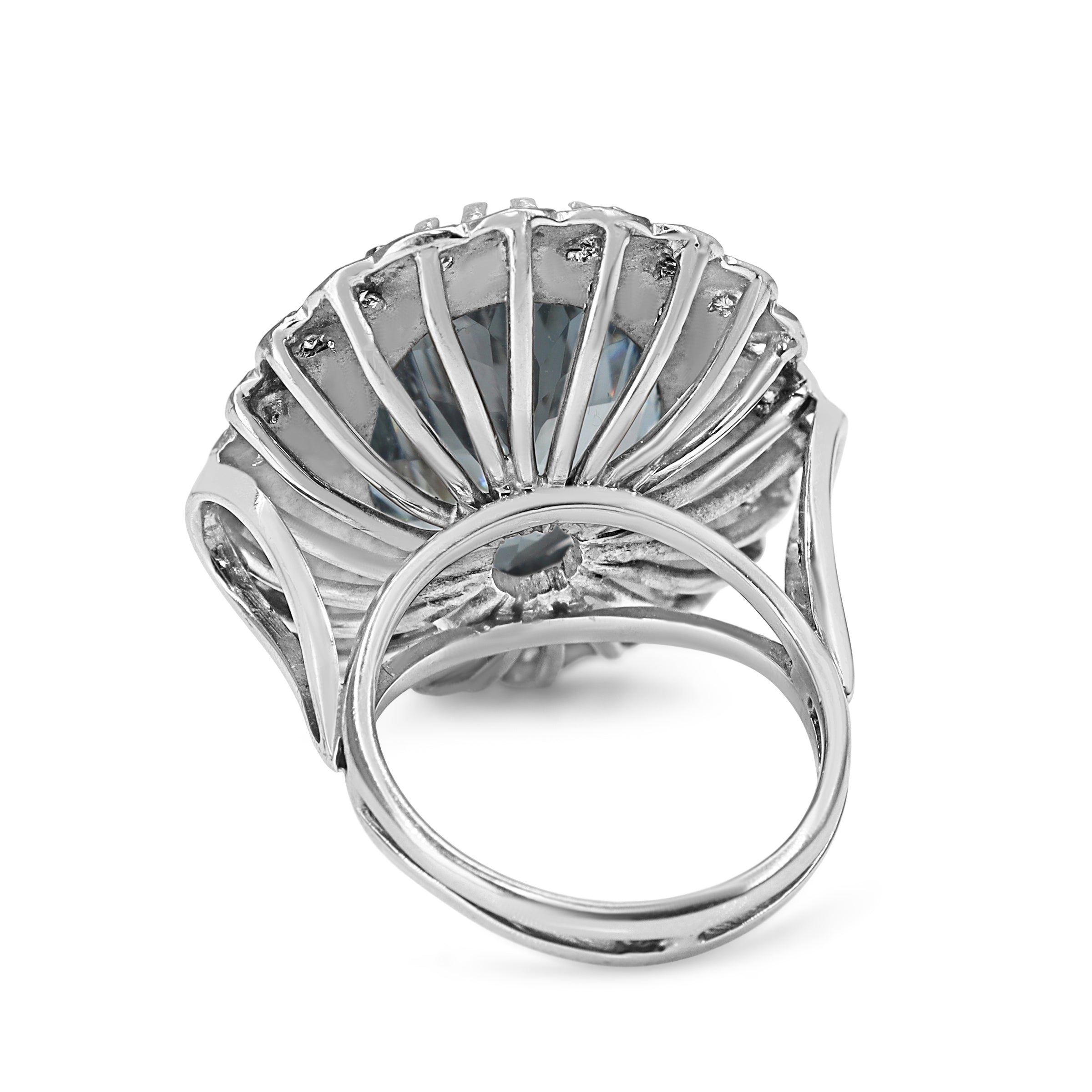 Palladium Topaz and Single Cut Diamond Vintage Cluster Ring