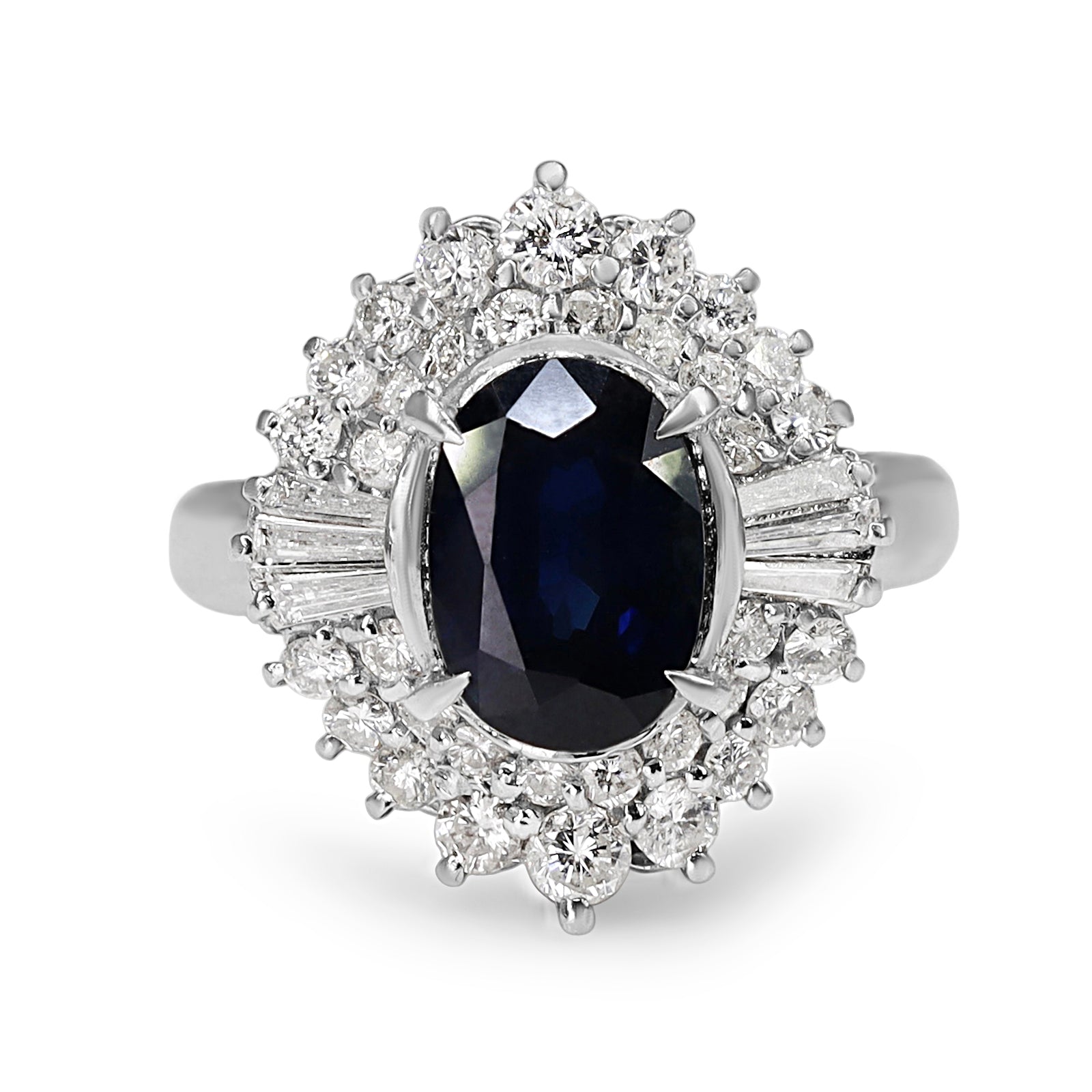 Platinum Sapphire and Diamond Ballerina Style Ring