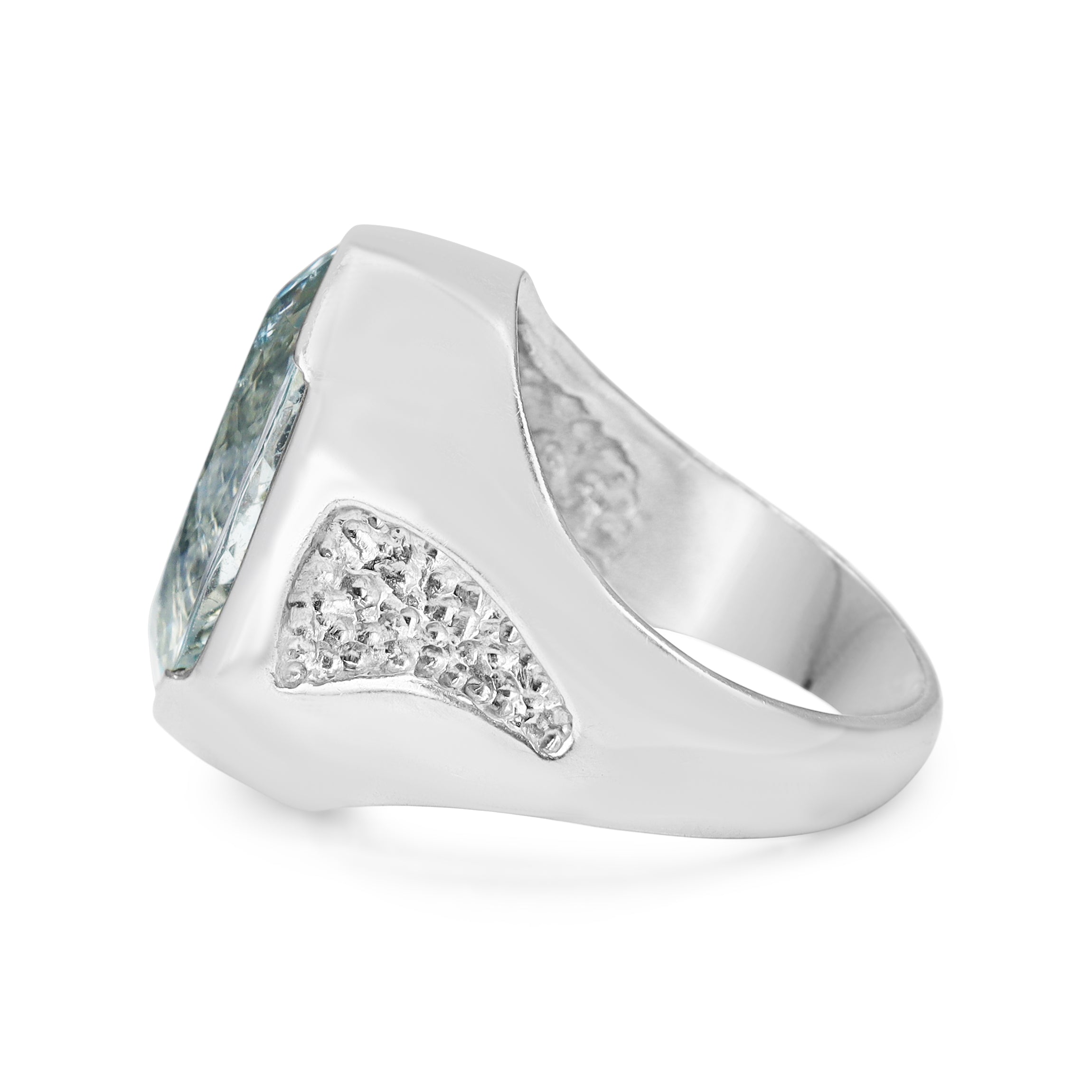 14ct White Gold Aquamarine Cocktail Ring