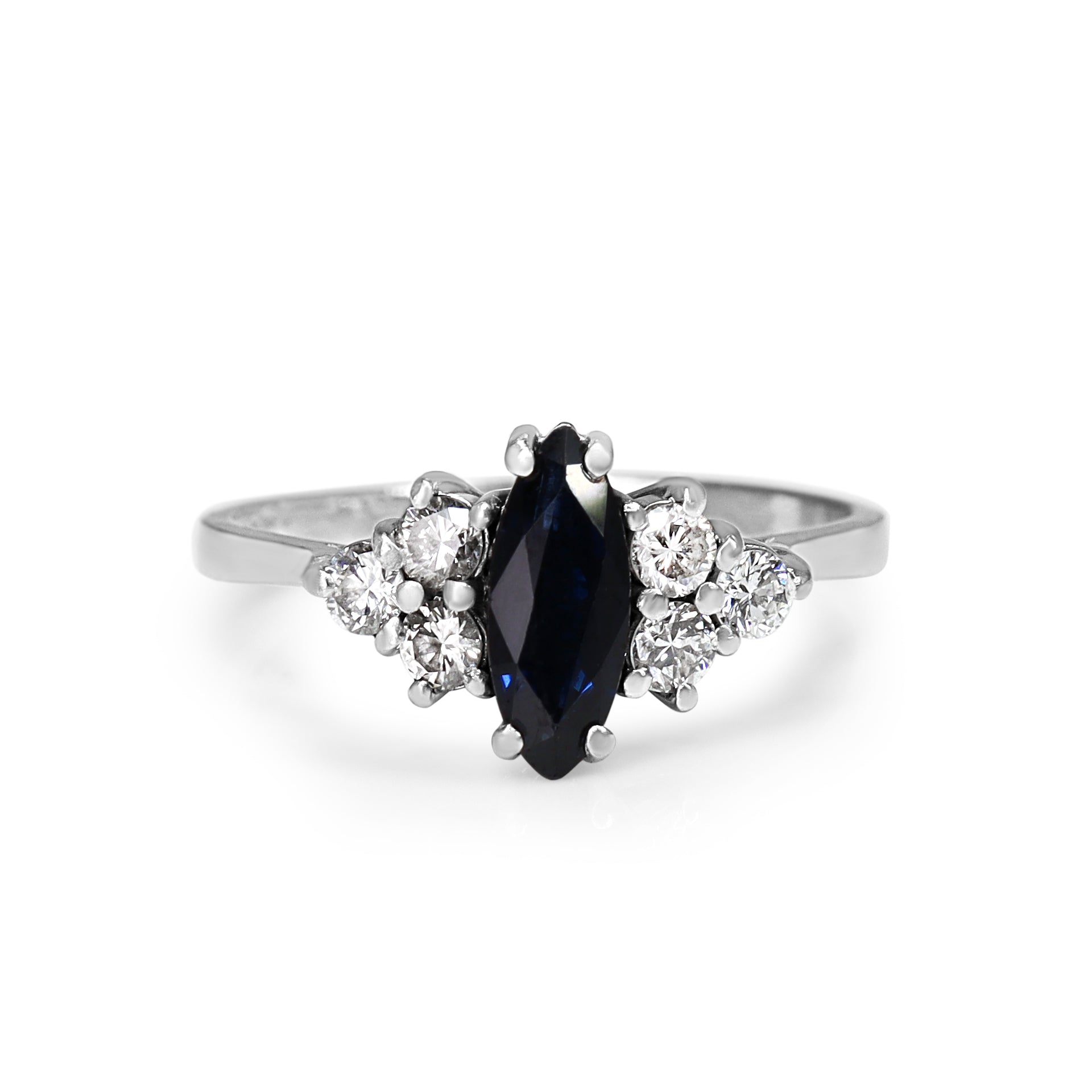 18ct White Gold Marquise Sapphire and Diamond Ring