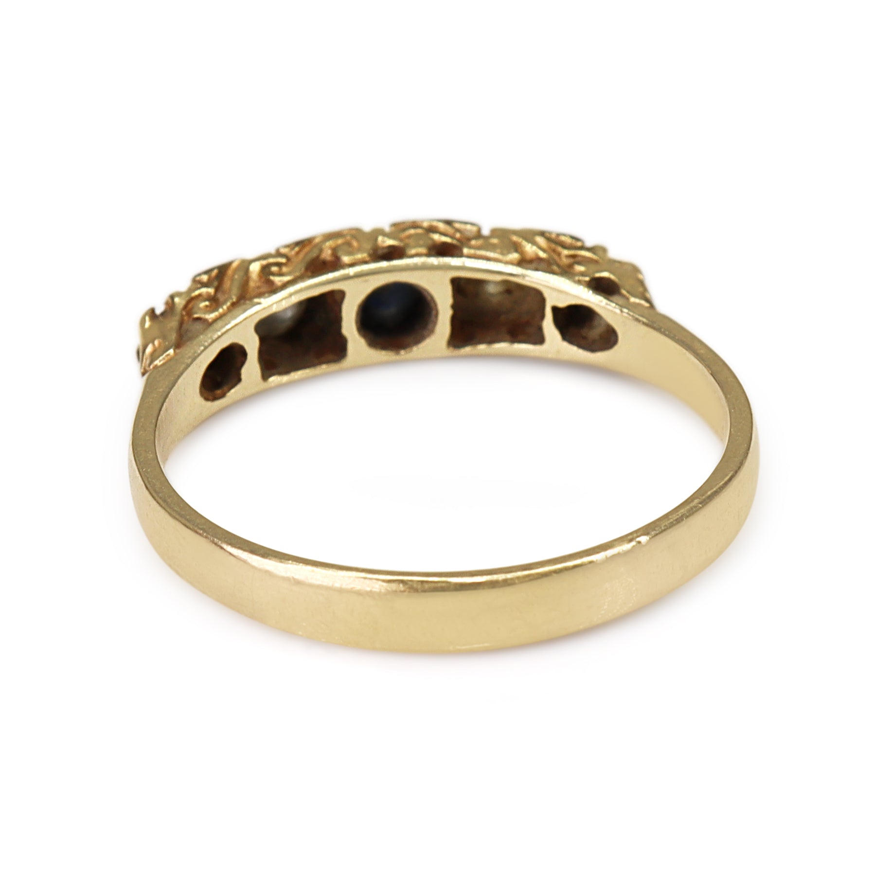 9ct Yellow Gold Sapphire and Diamond 5 Stone Ring