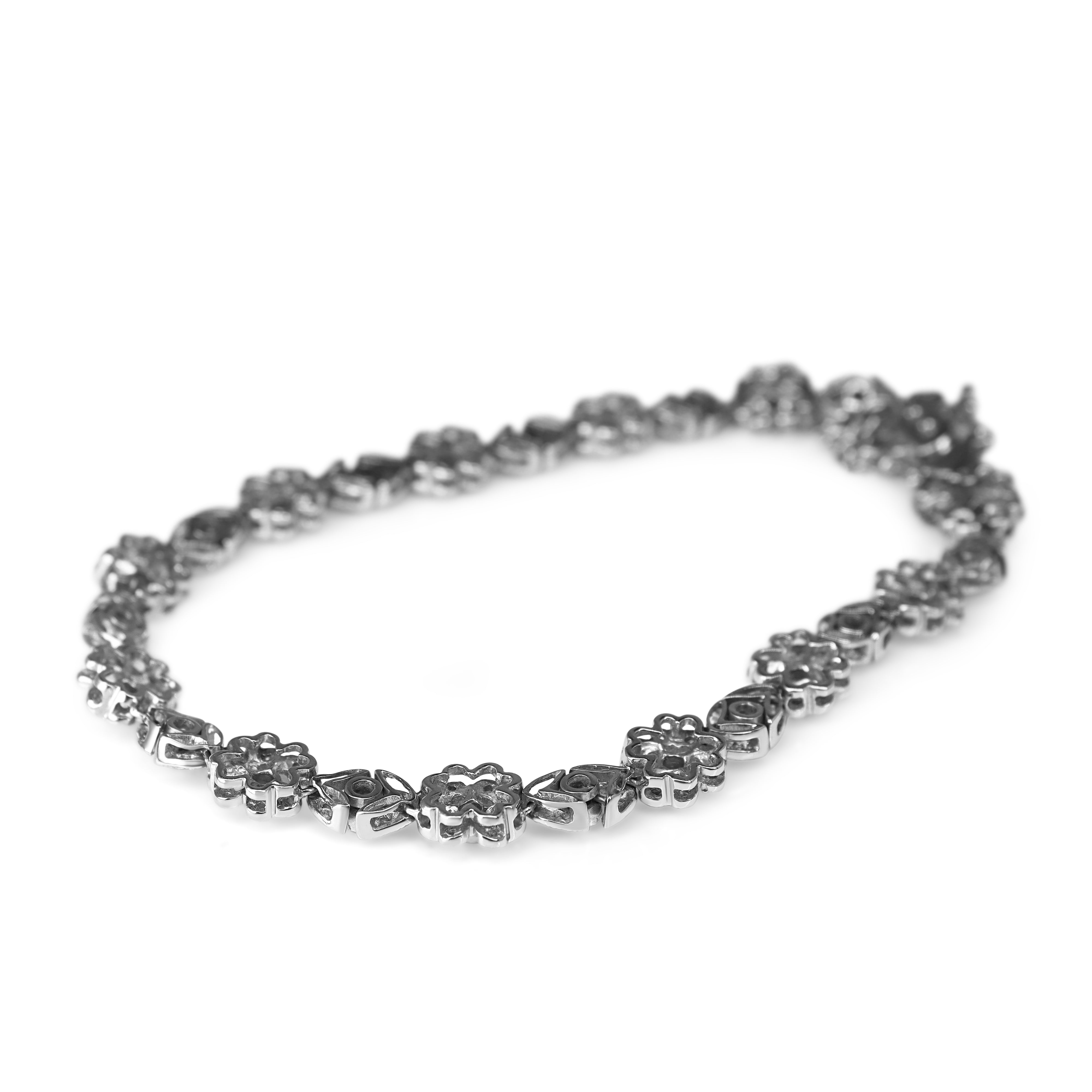 18ct White Gold Floral Diamond Bracelet