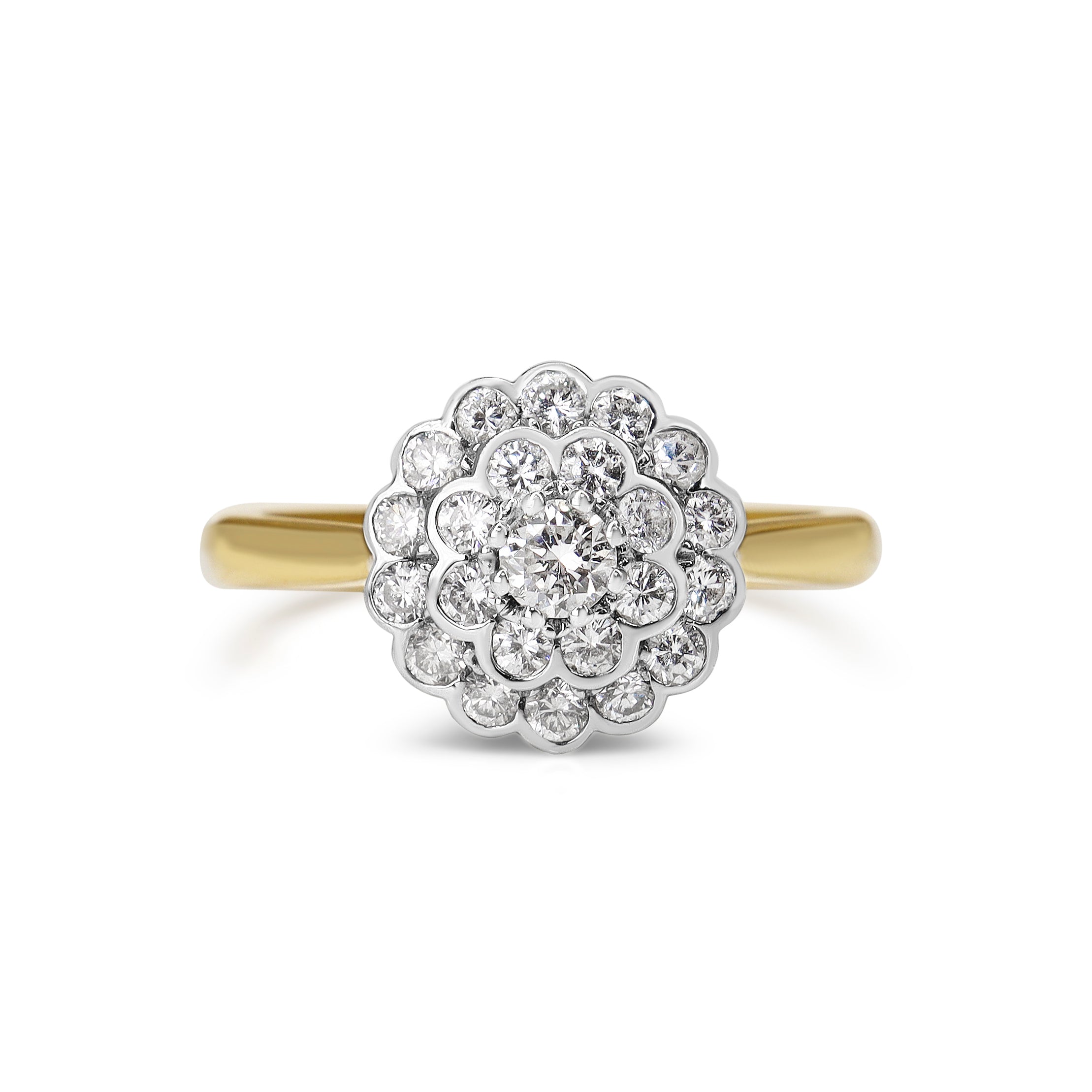 18ct Yellow and White Gold Cluster Daisy Ring