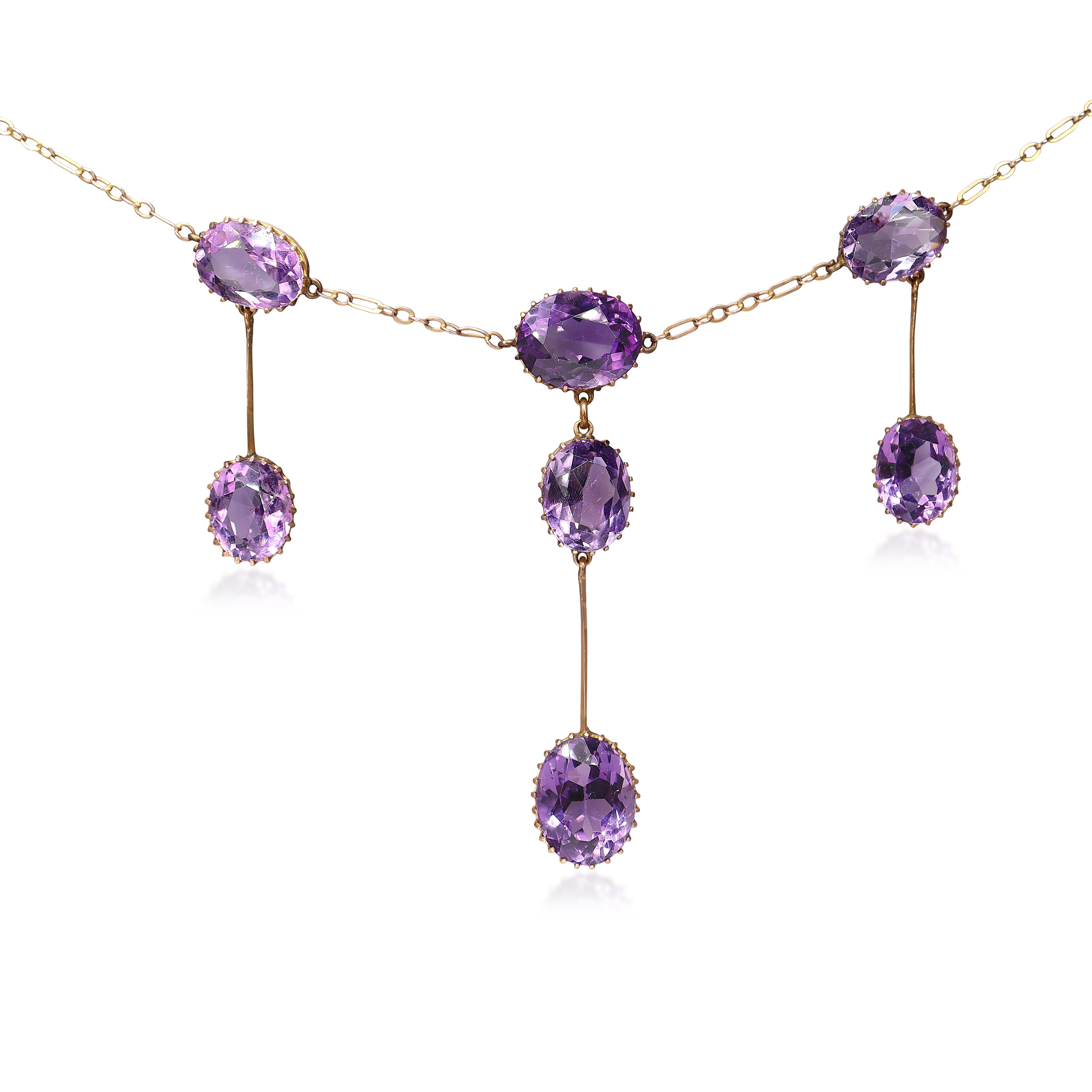 9ct Rose / Old Gold Antique Amethyst Victorian Necklace