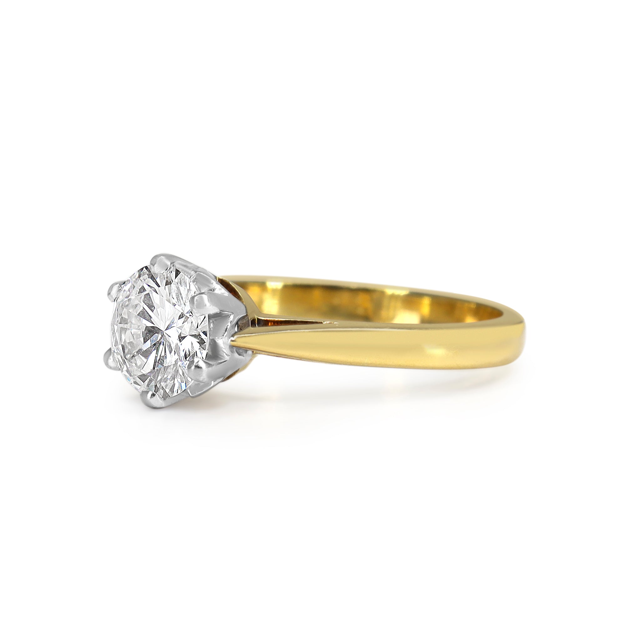 18ct Yellow and White Gold 1.00ct Diamond Solitaire Ring