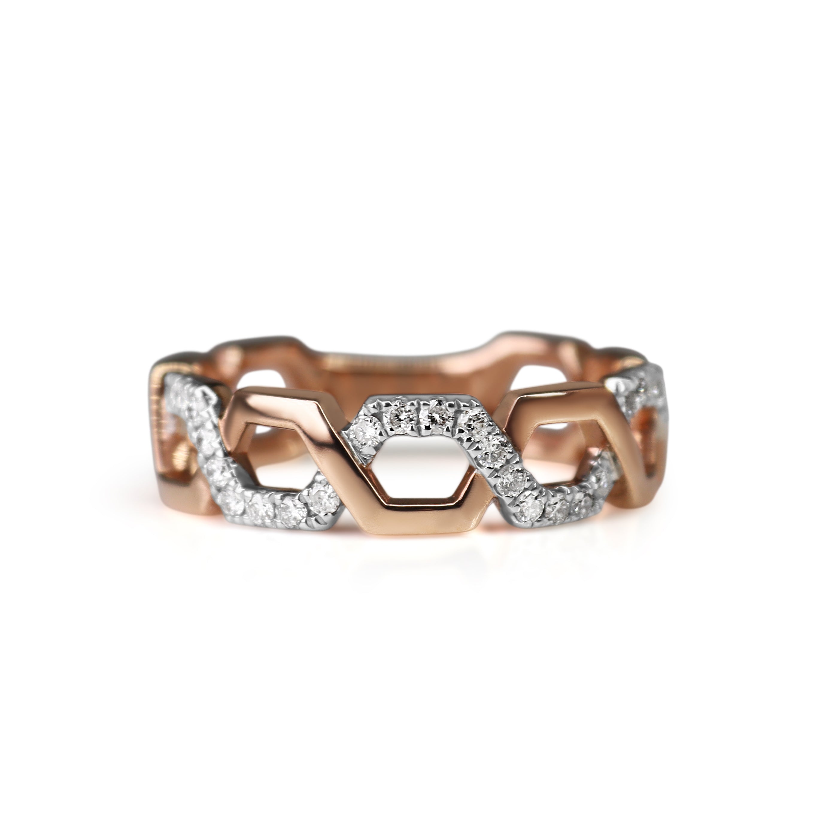 9ct Rose and White Gold Diamond Band Ring