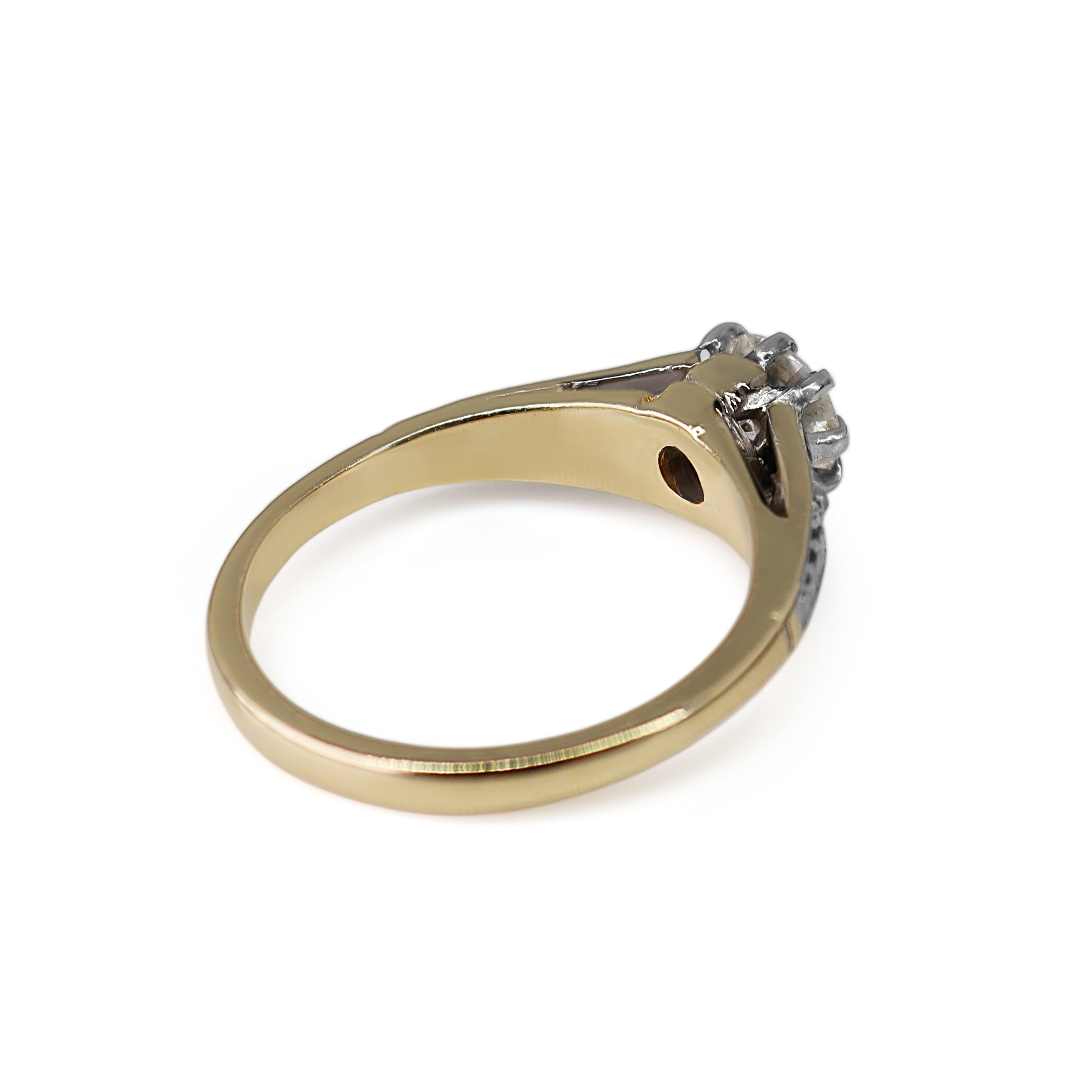 18ct Yellow and White Gold Antique Old Cut Diamond Solitaire Ring
