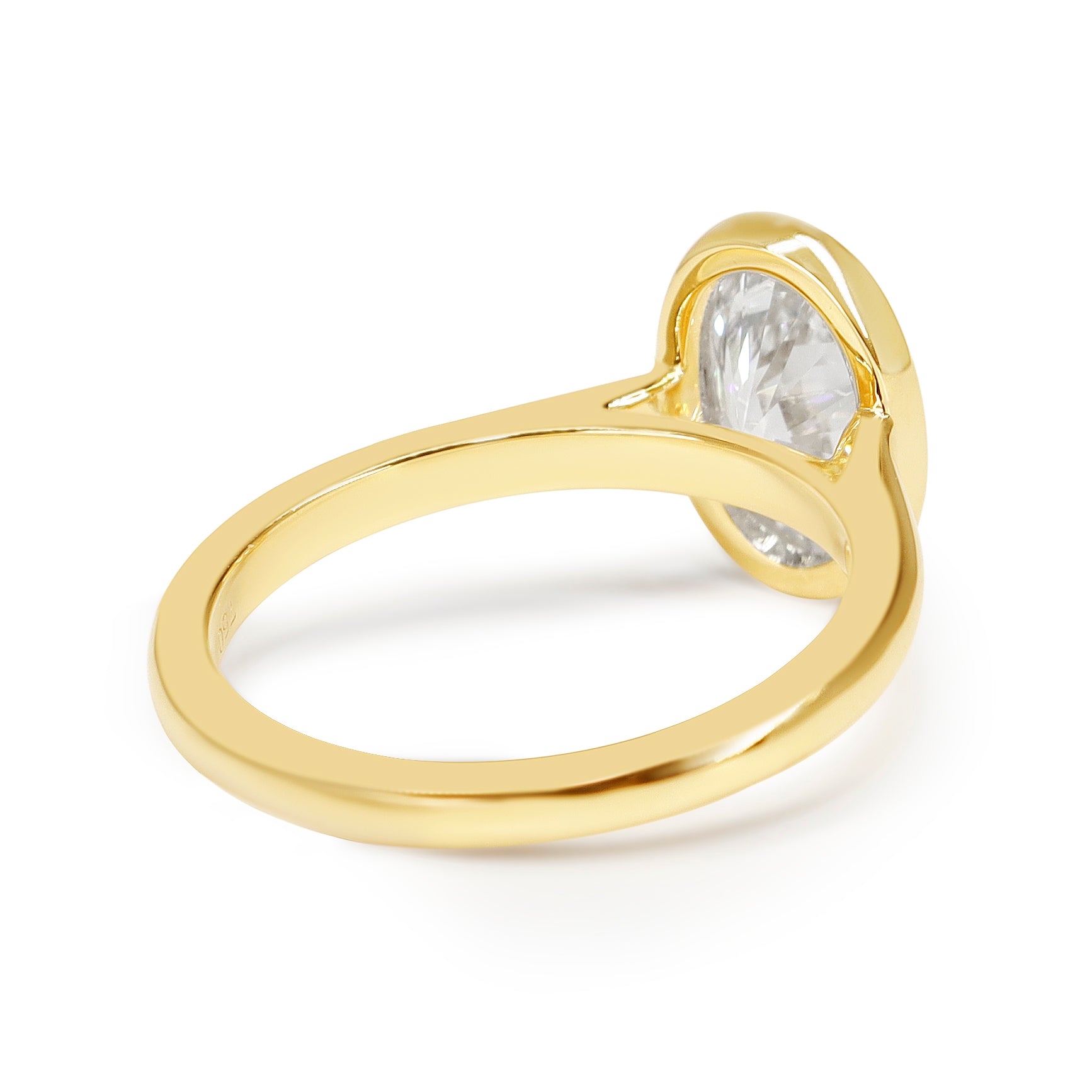 18ct Yellow Gold Bezel Set Oval Lab Grown Diamond Solitaire Ring