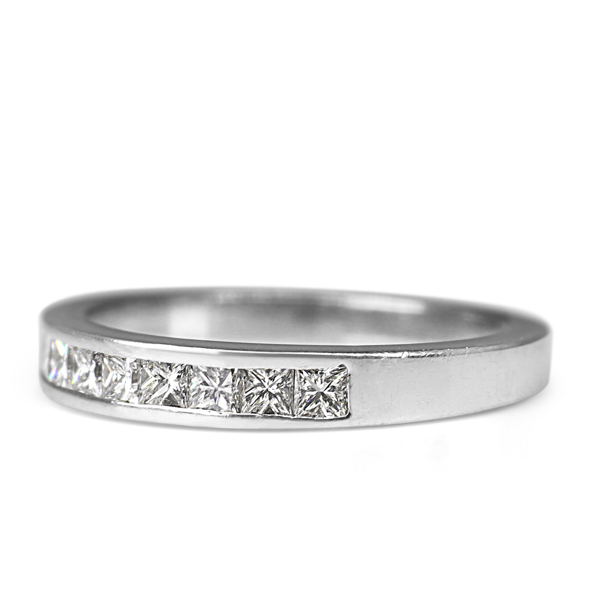 18ct White Gold Princess Cut Channel Set Diamond Band Ring