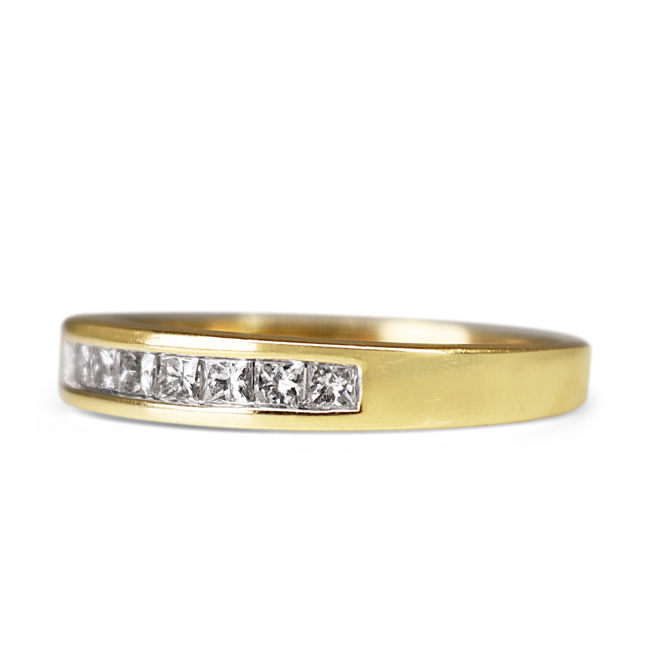 18ct Yellow Gold Princess Cut Channel Set Wedding Band