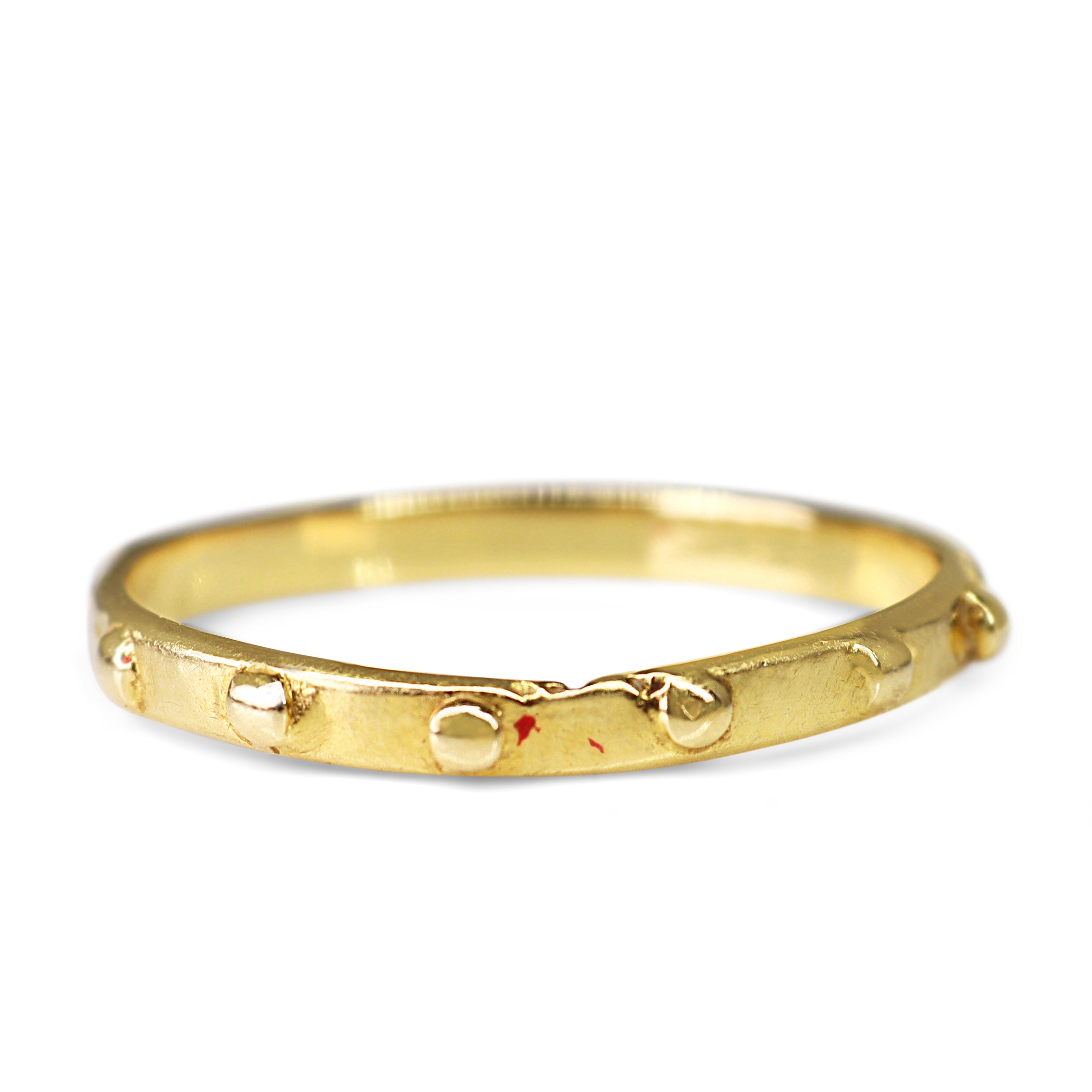 18ct Yellow Gold Antique Style Artisan Studded Wedding Band