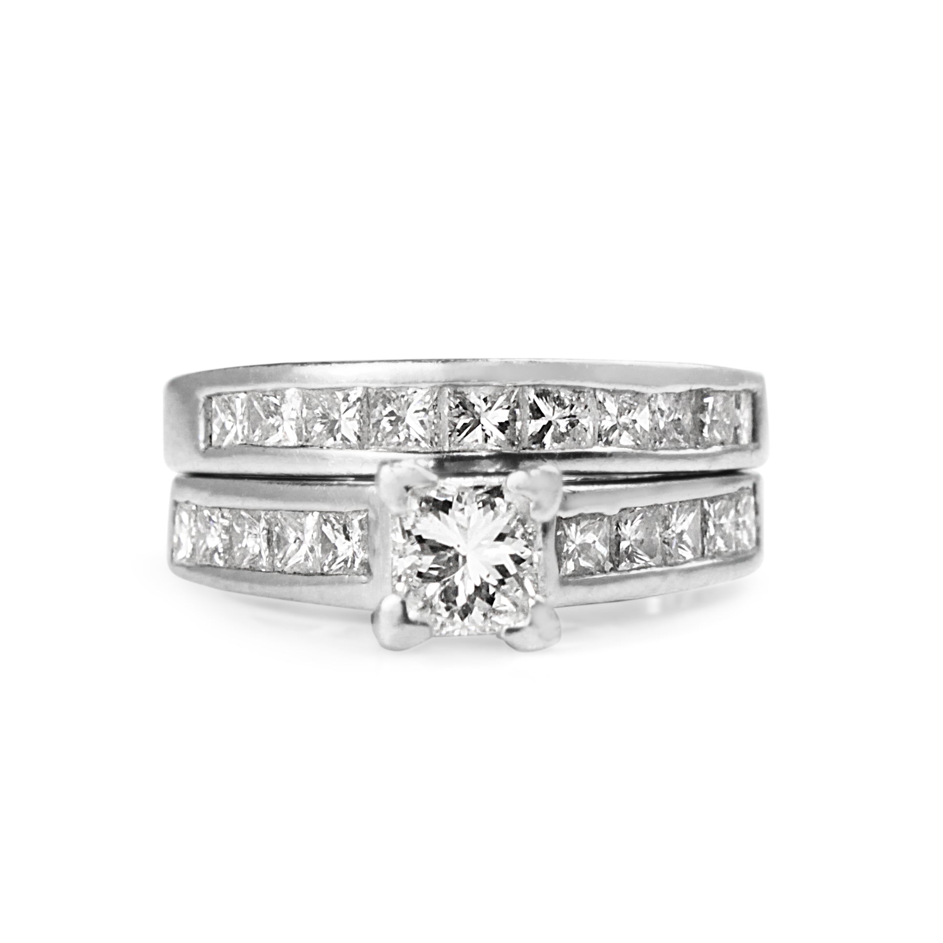 Platinum Princess Cut Channel Set Diamond Band Ring