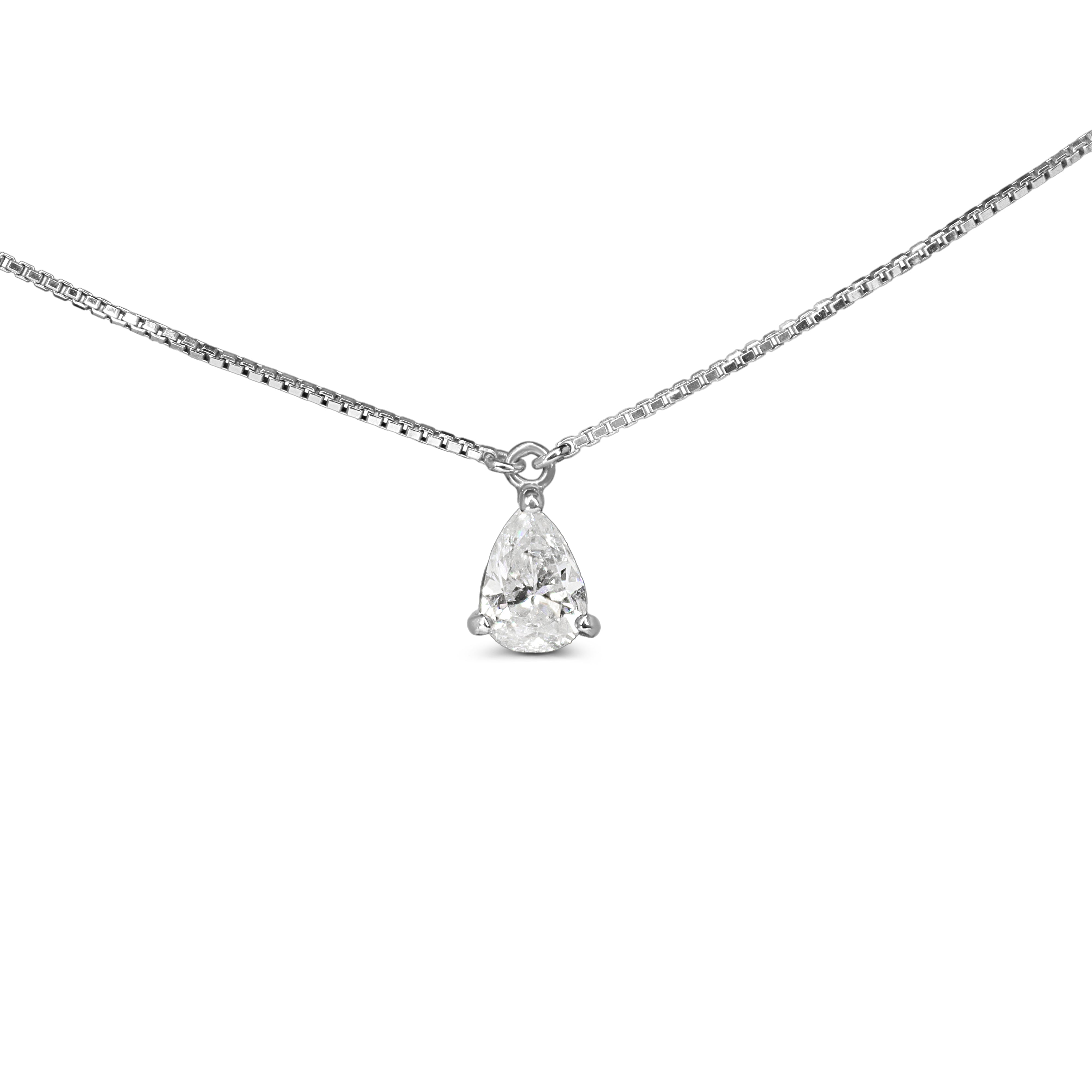 Platinum Pear Shaped Diamond Solitaire Necklace