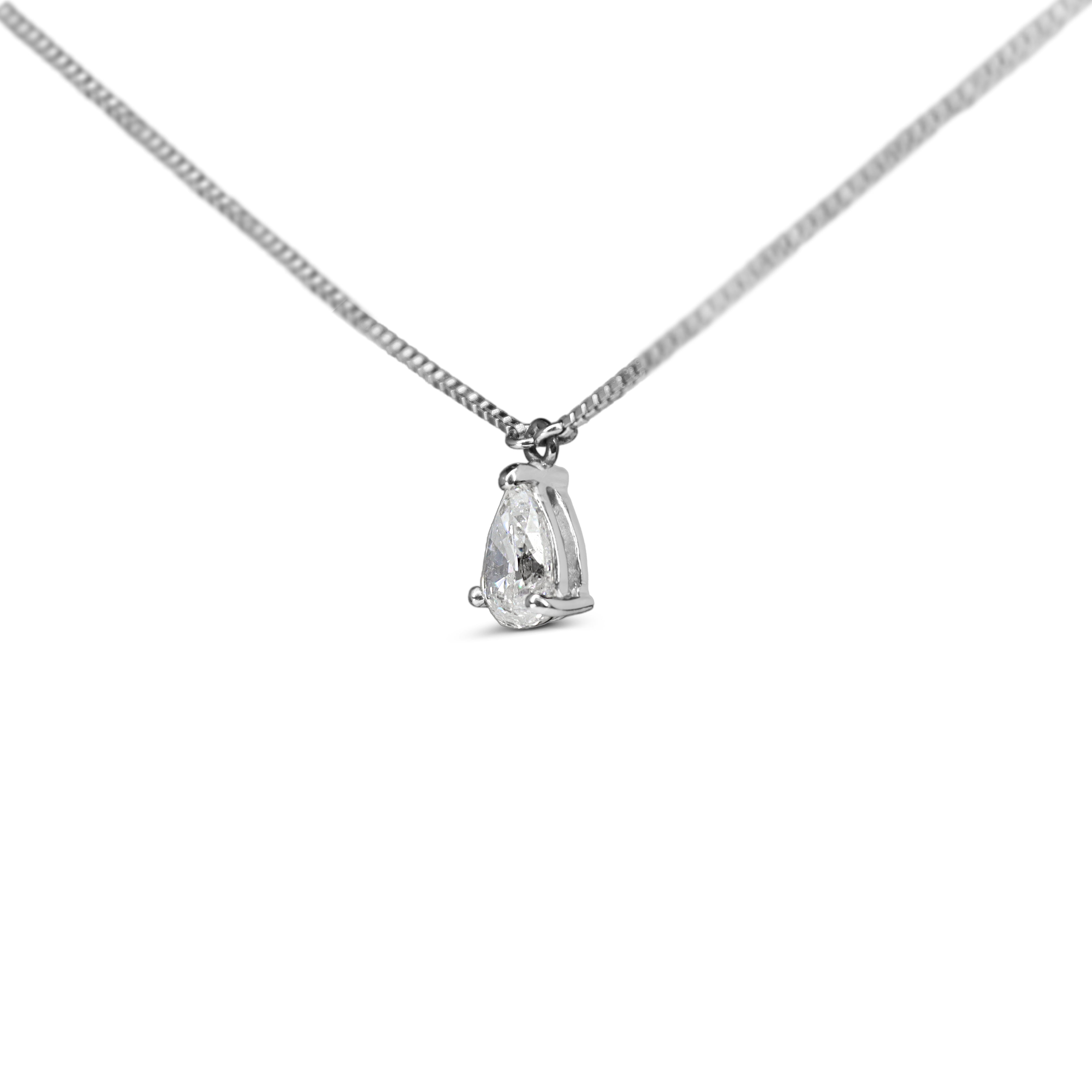 Platinum Pear Shaped Diamond Solitaire Necklace