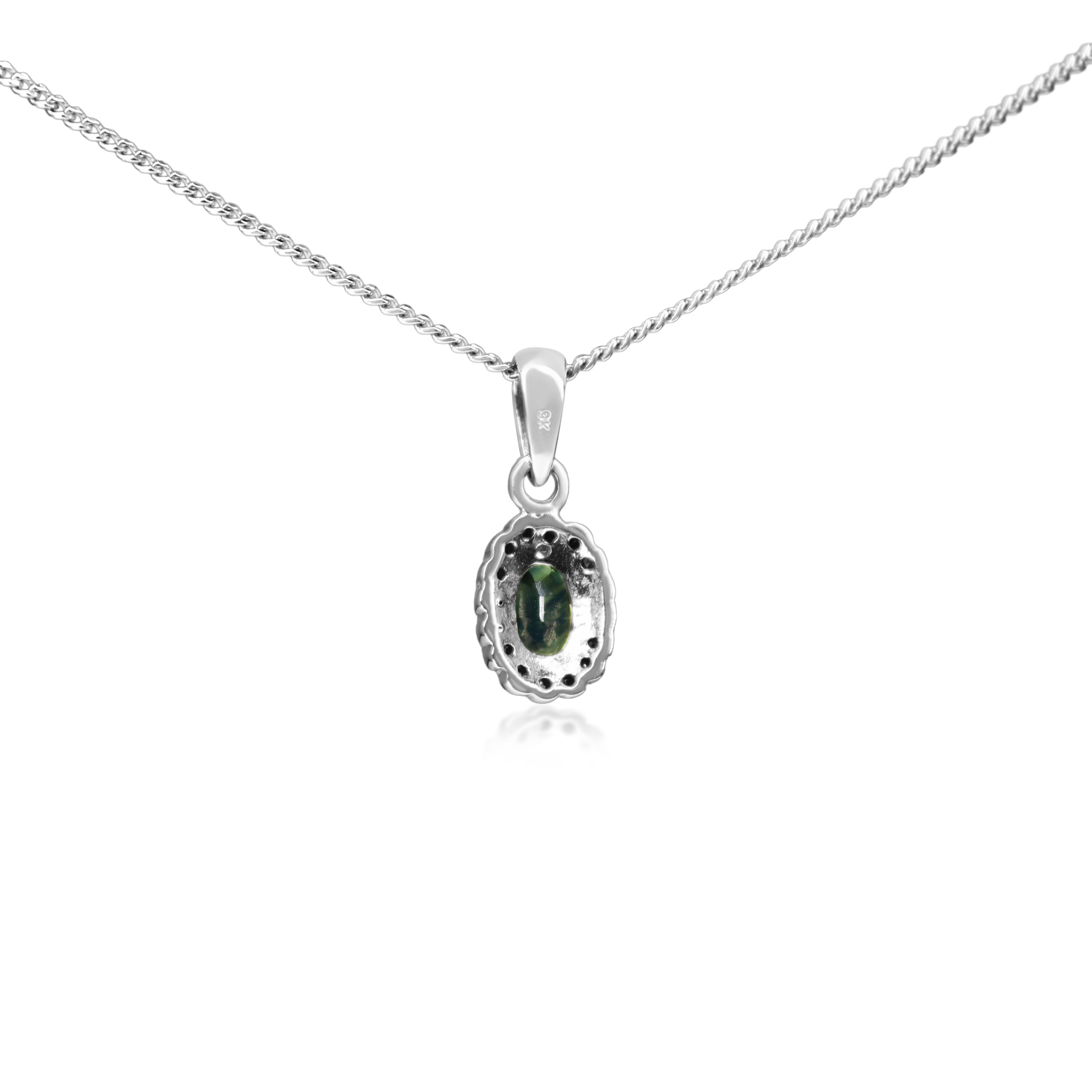 9ct White Gold Sapphire and Diamond Daisy Style Necklace