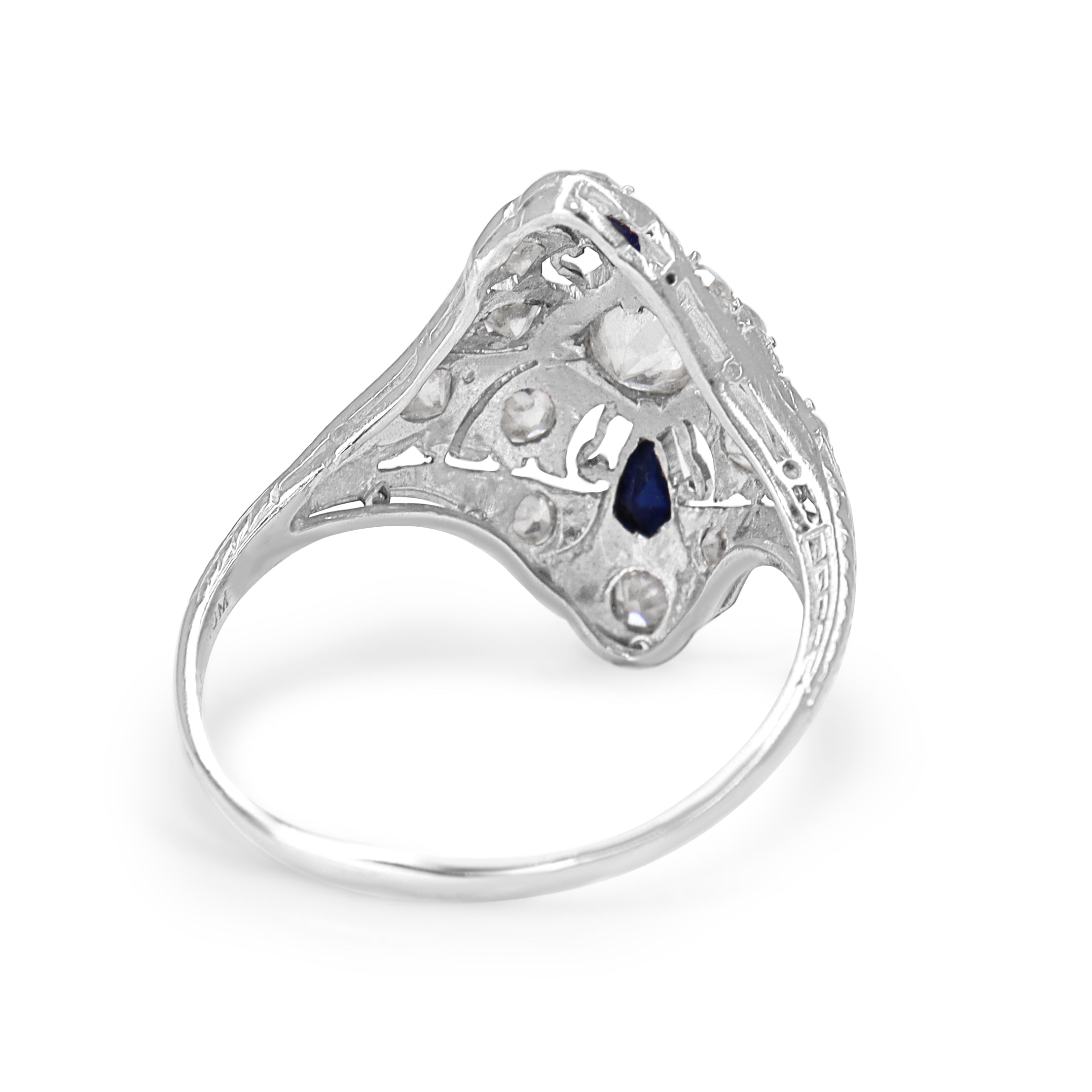 Platinum Art Deco Sapphire and Old Cut Diamond Ring