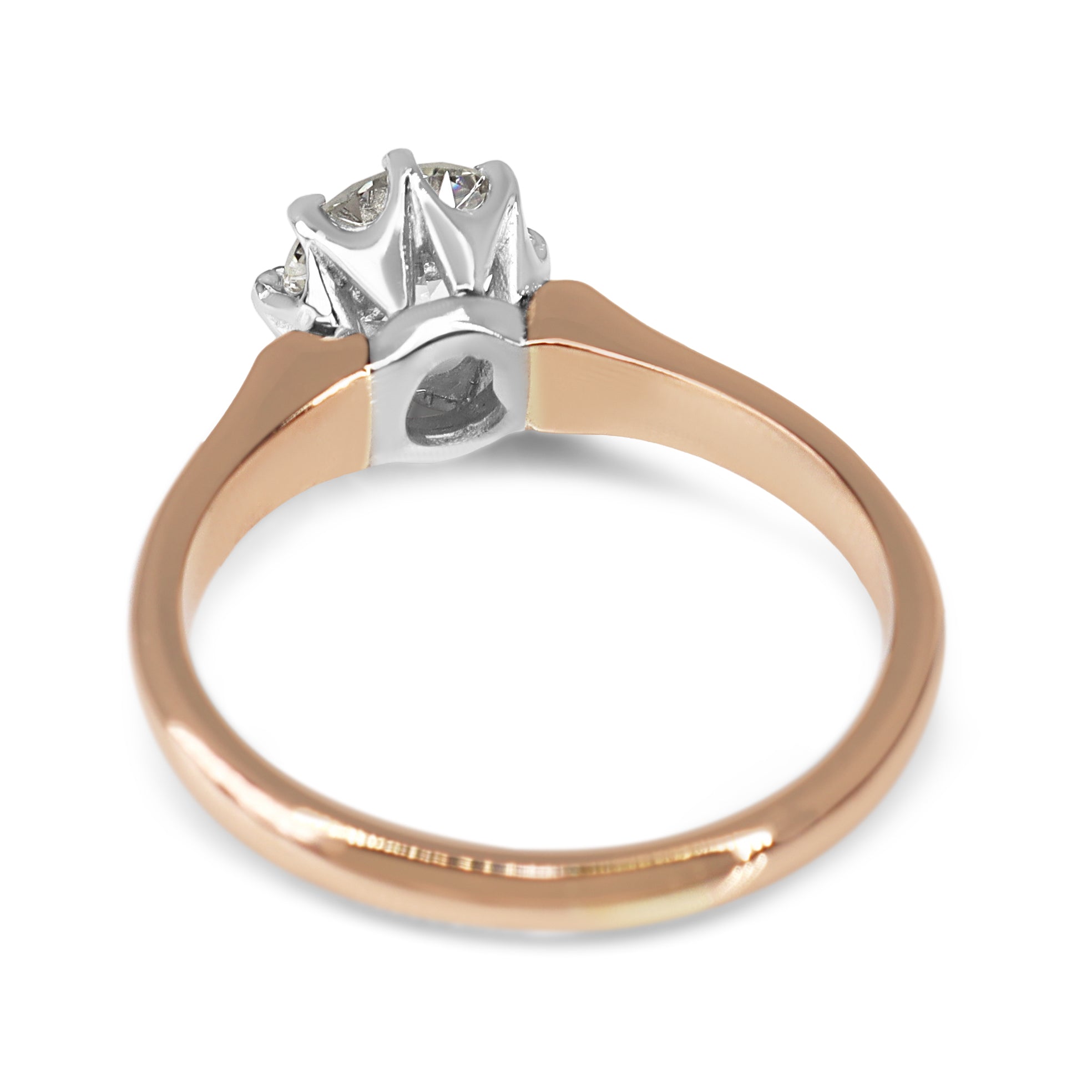 18ct Rose and White Gold Antique Style Old Cut Diamond Solitaire Ring