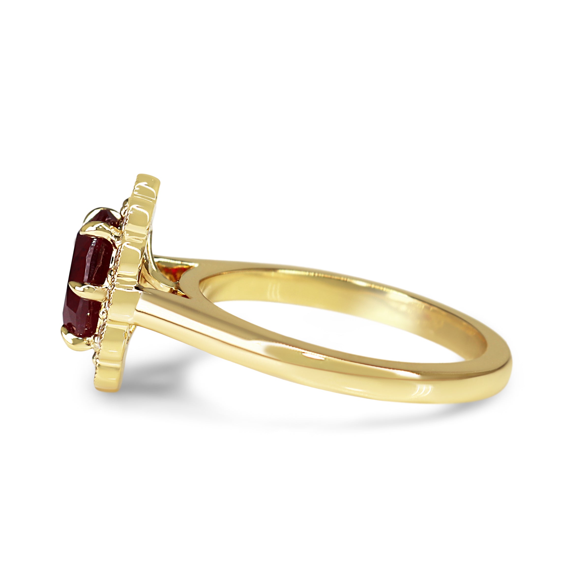 18ct Yellow Gold Ruby and Diamond Daisy Ring