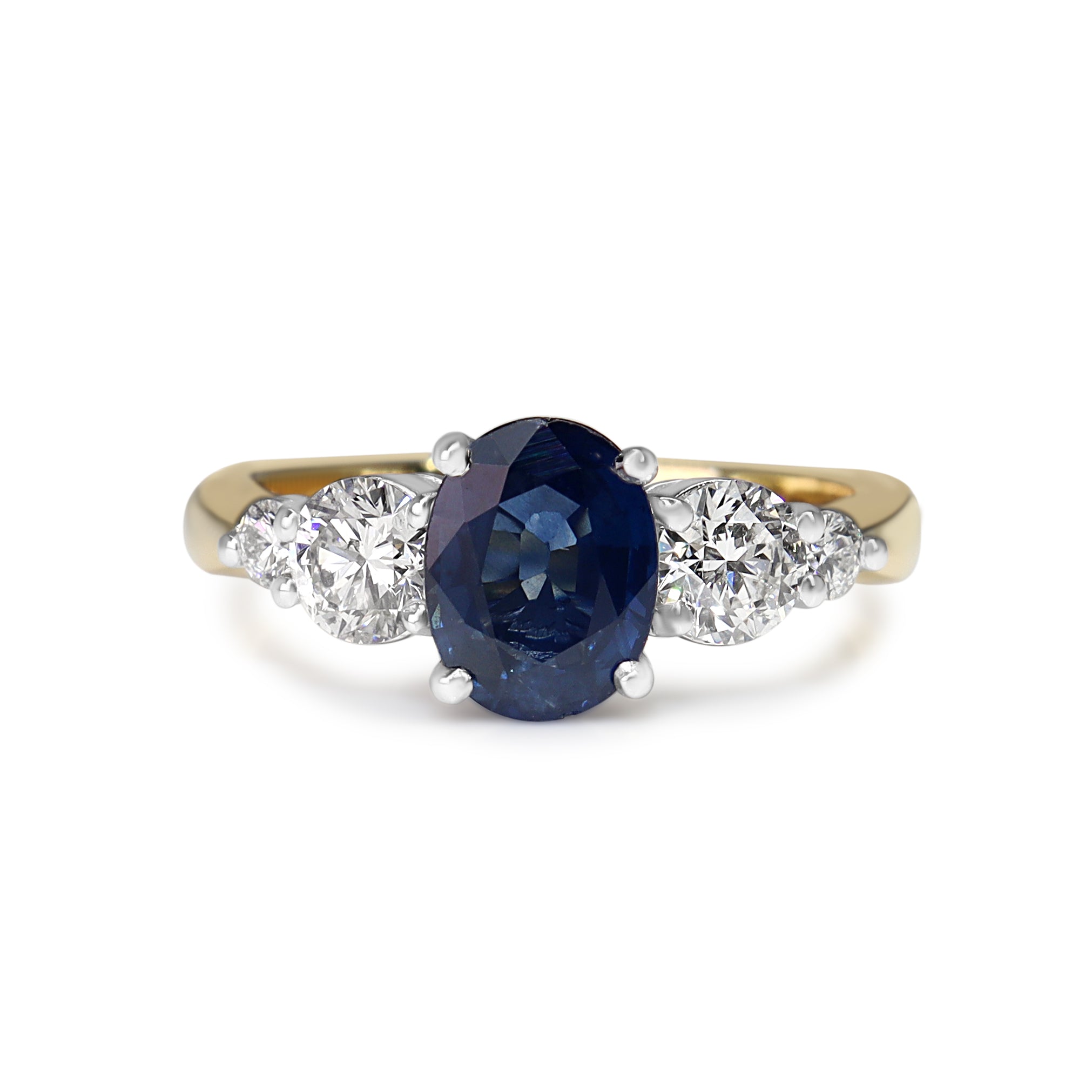 18ct Yellow and White Gold Sapphire and Diamond 5 Stone Ring