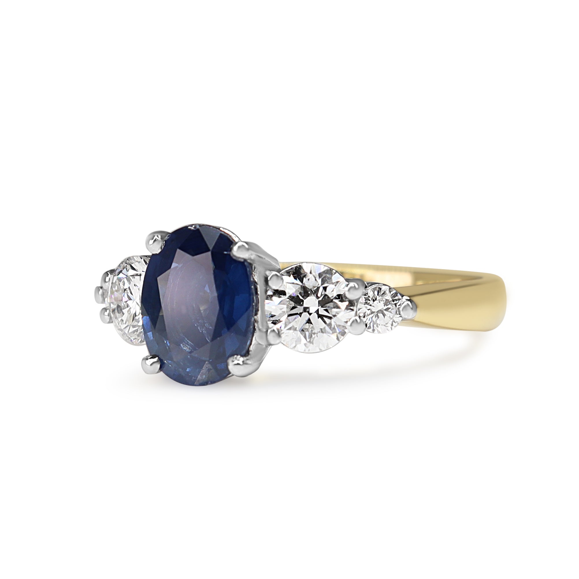 18ct Yellow and White Gold Sapphire and Diamond 5 Stone Ring