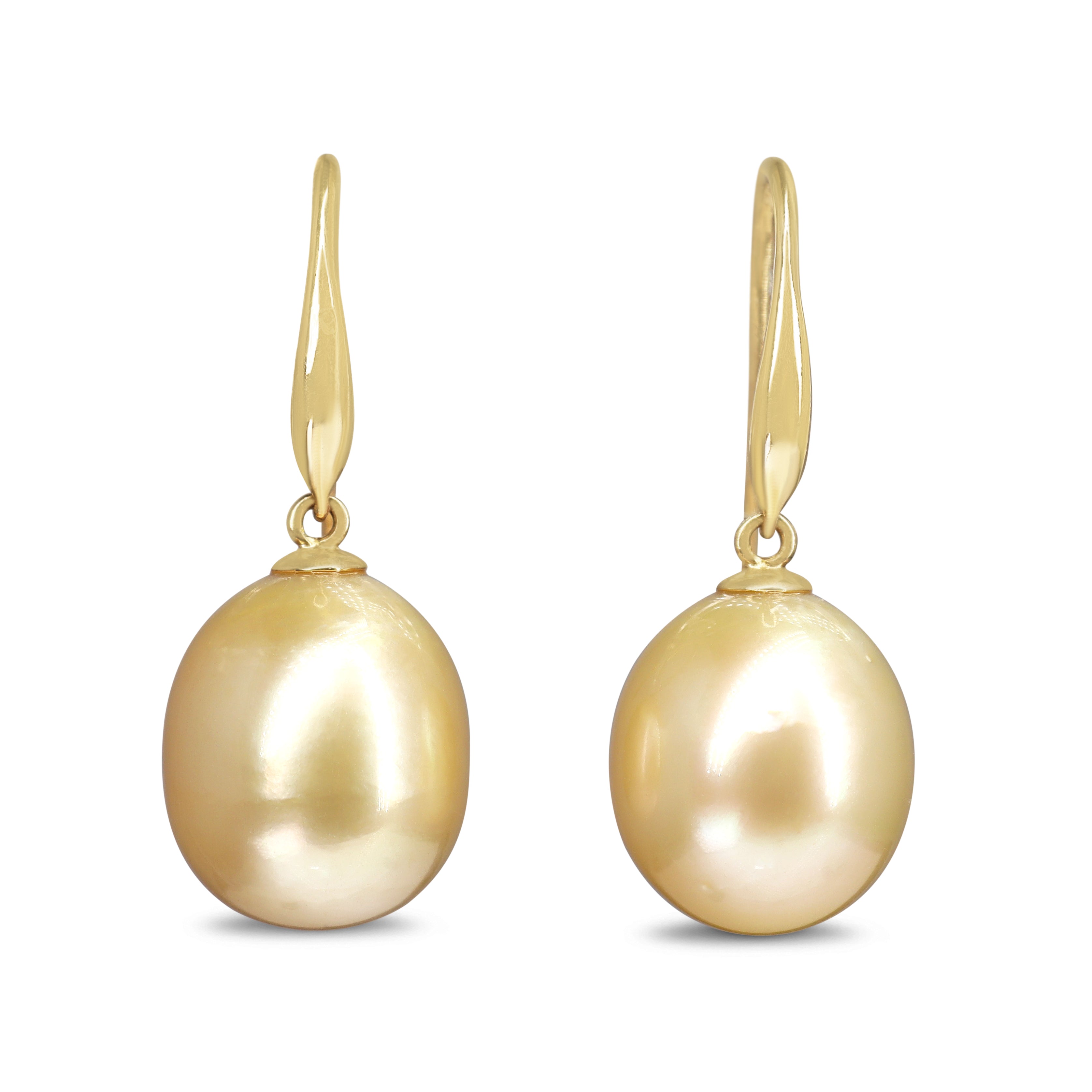 9ct Yellow Gold 13mm Golden South Sea Pearl Earrings