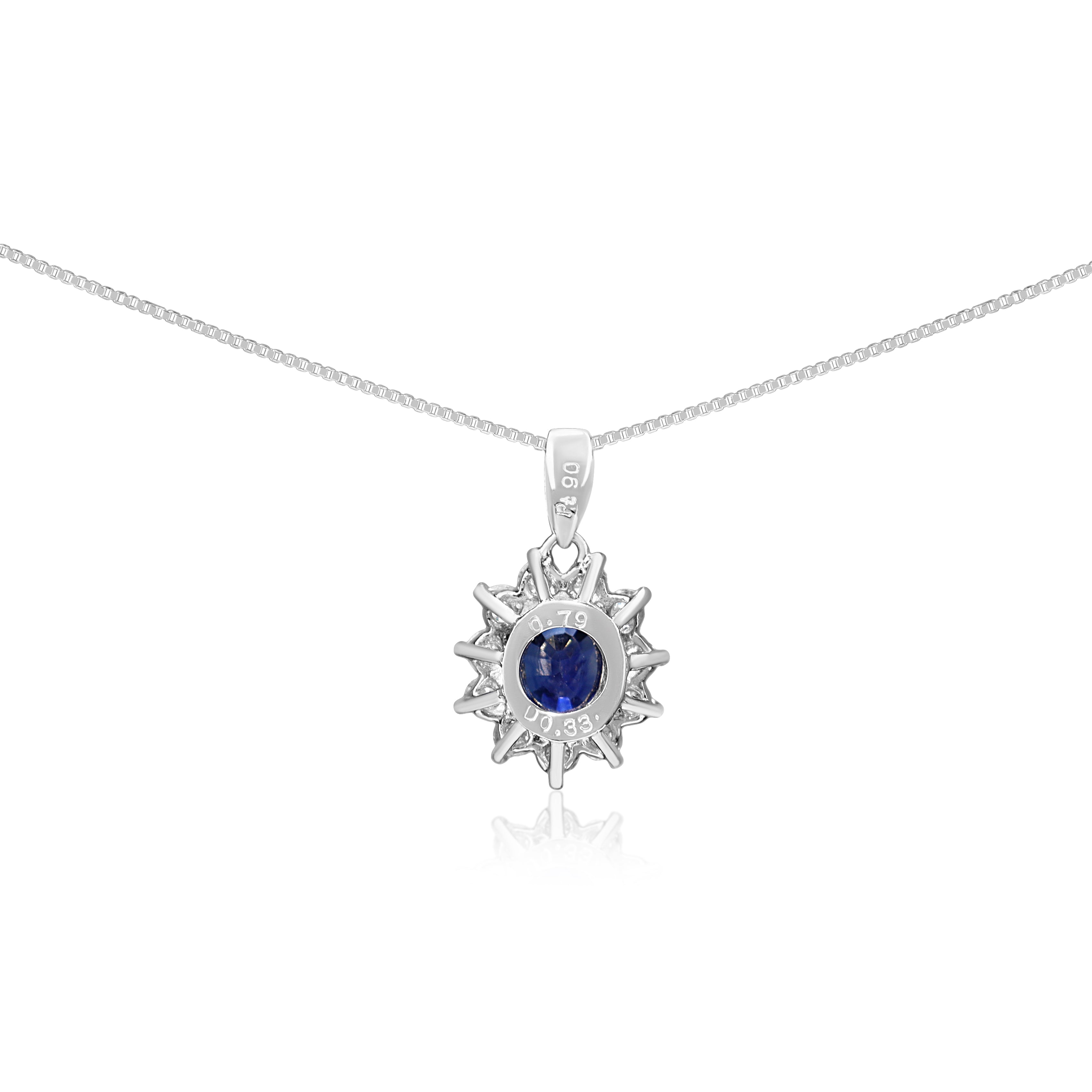 Platinum Sapphire and Diamond Halo Cluster Necklace