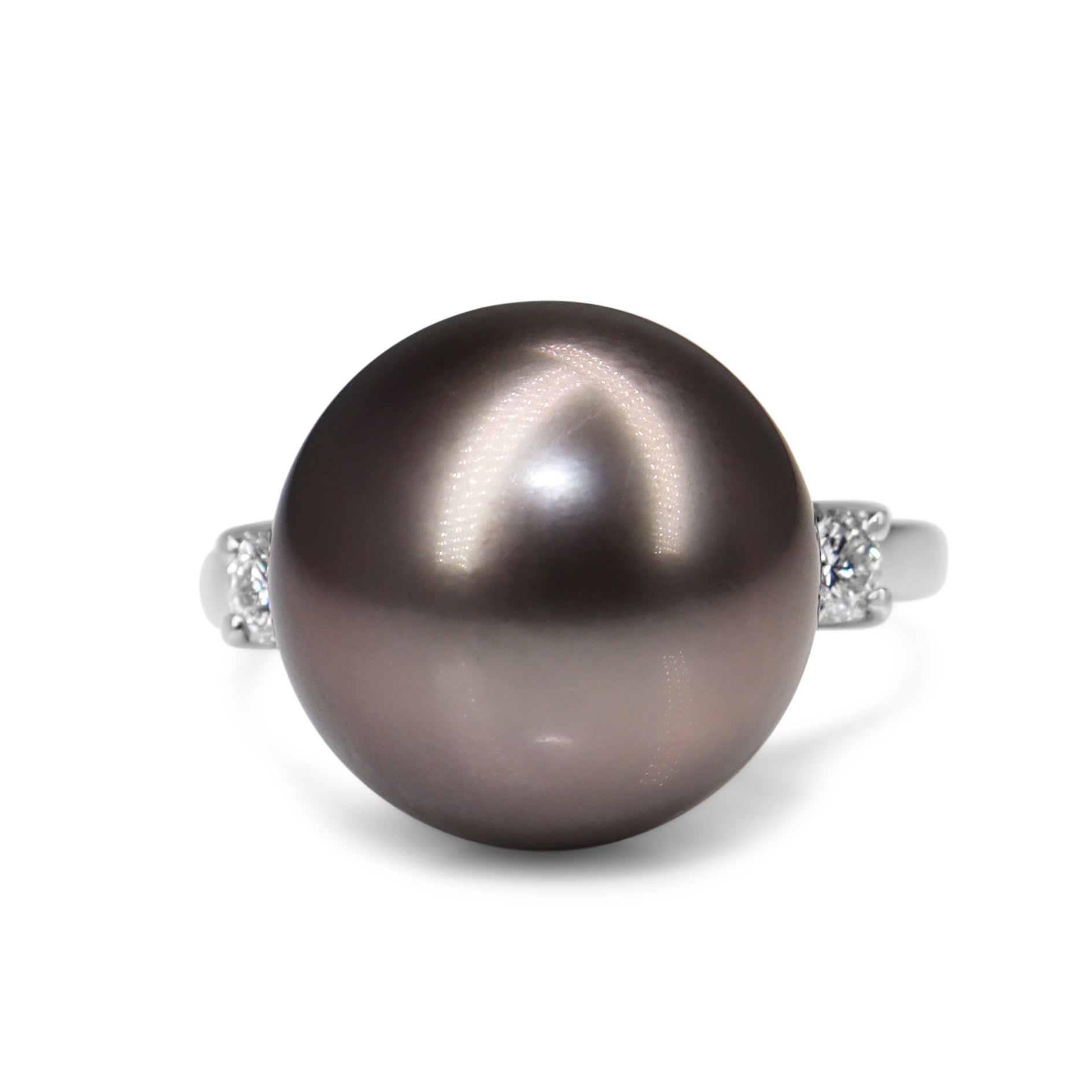 Platinum Tahitian 15.3 mm Pearl and Diamond Ring