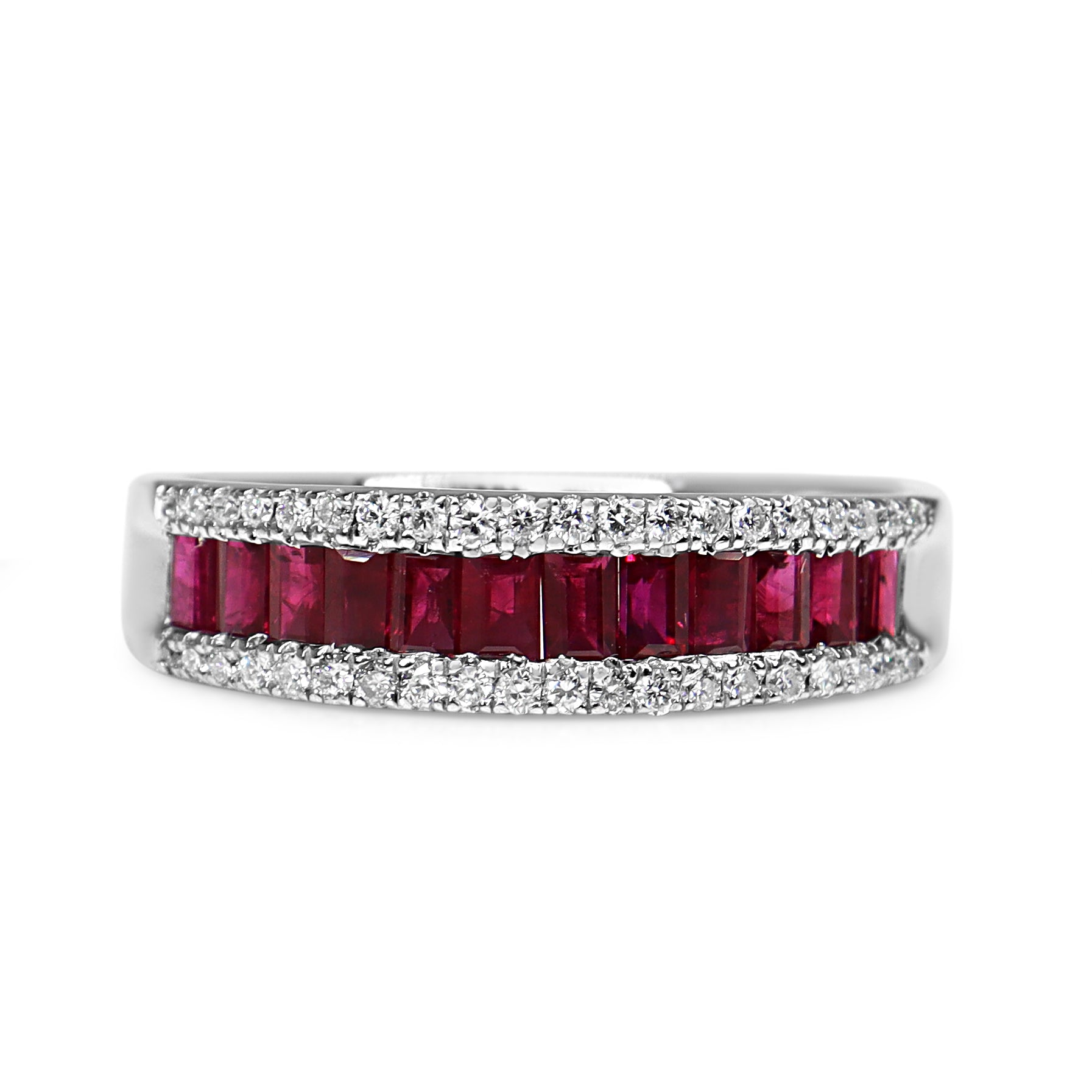 Platinum Channel Set Ruby and Diamond Band Ring