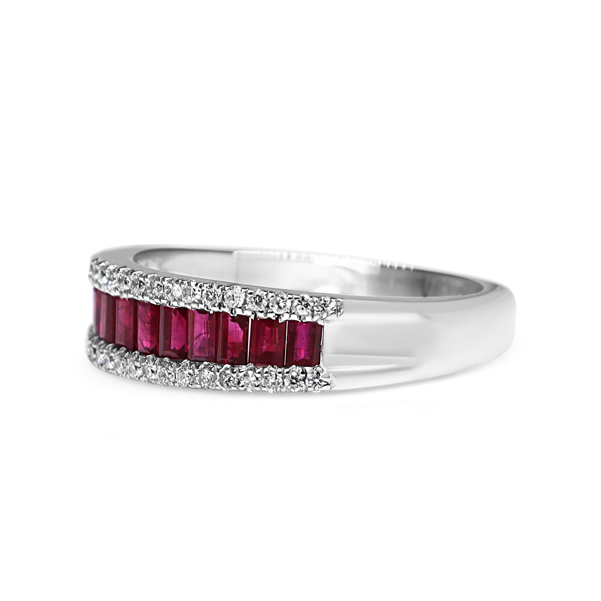 Platinum Channel Set Ruby and Diamond Band Ring