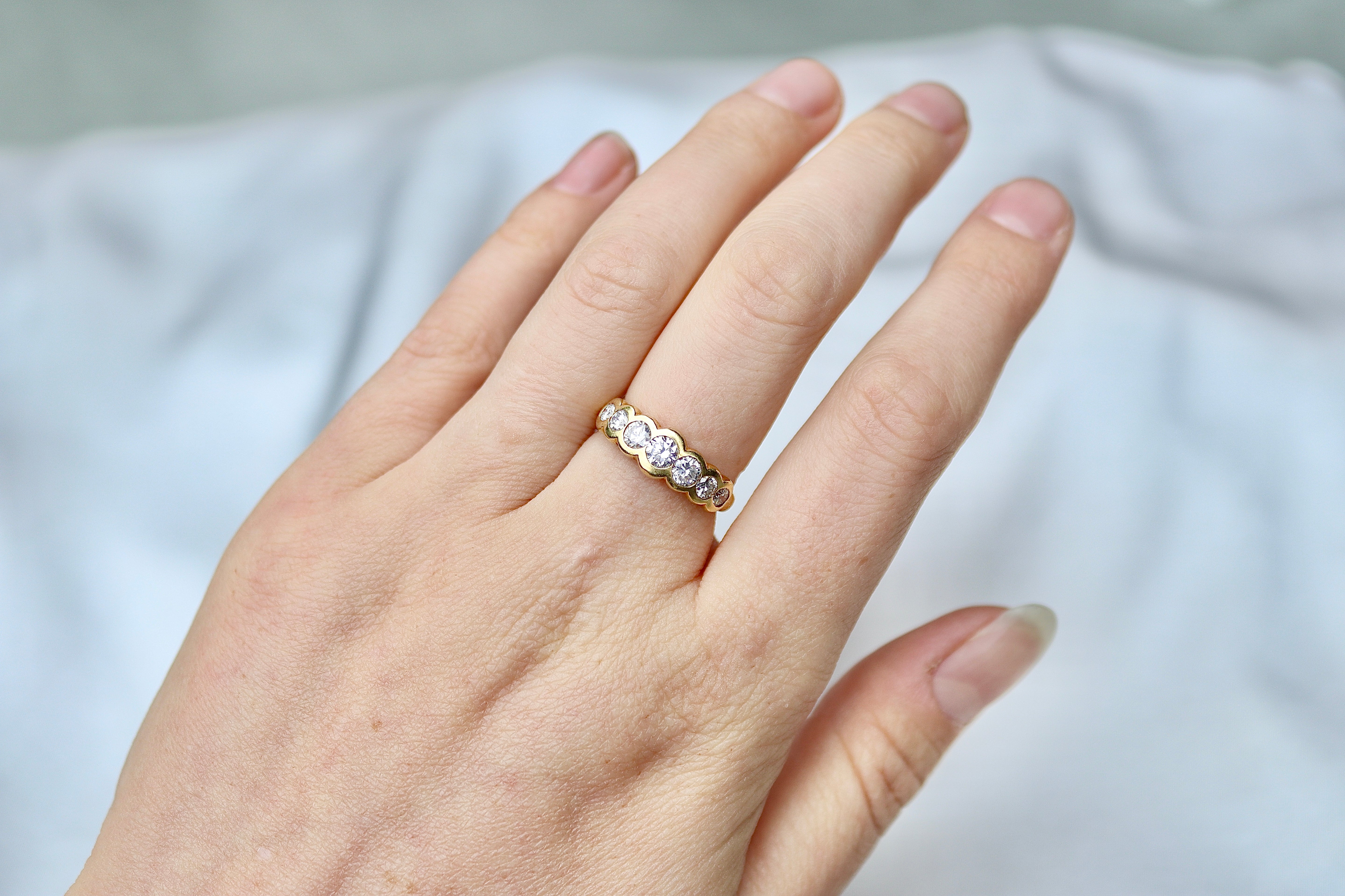 18ct Yellow Gold 1.15ct Bezel Set 7 Stone Ring