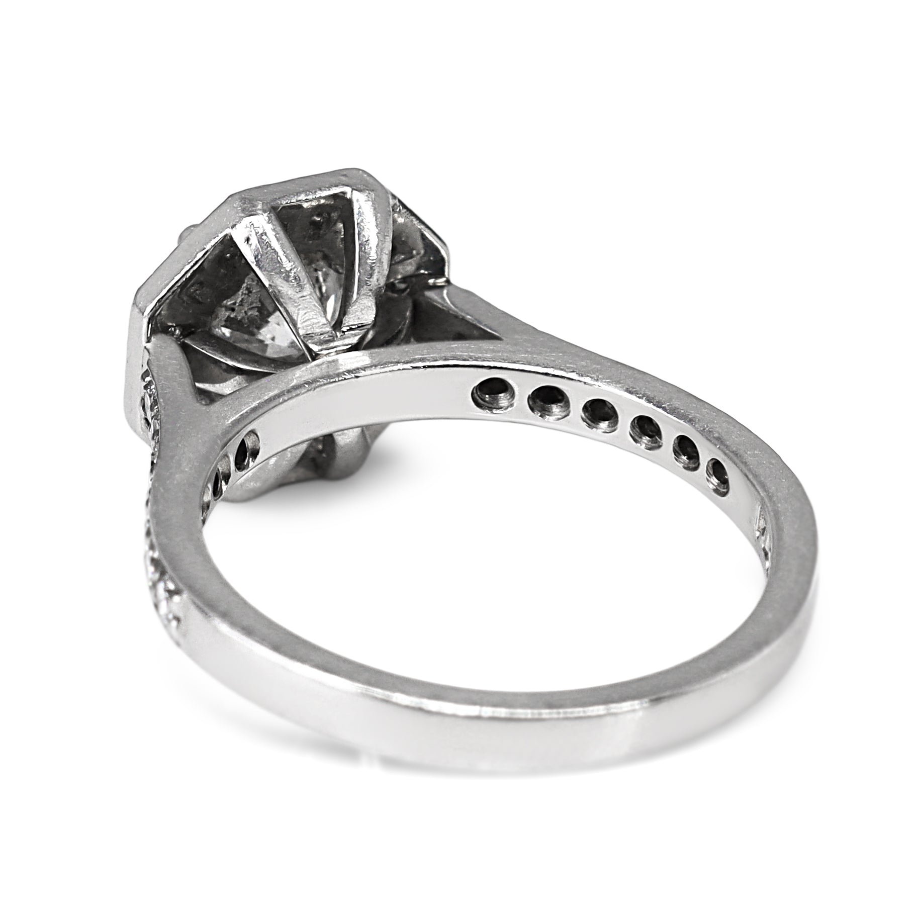 Platinum Diamond Deco Style Halo Ring
