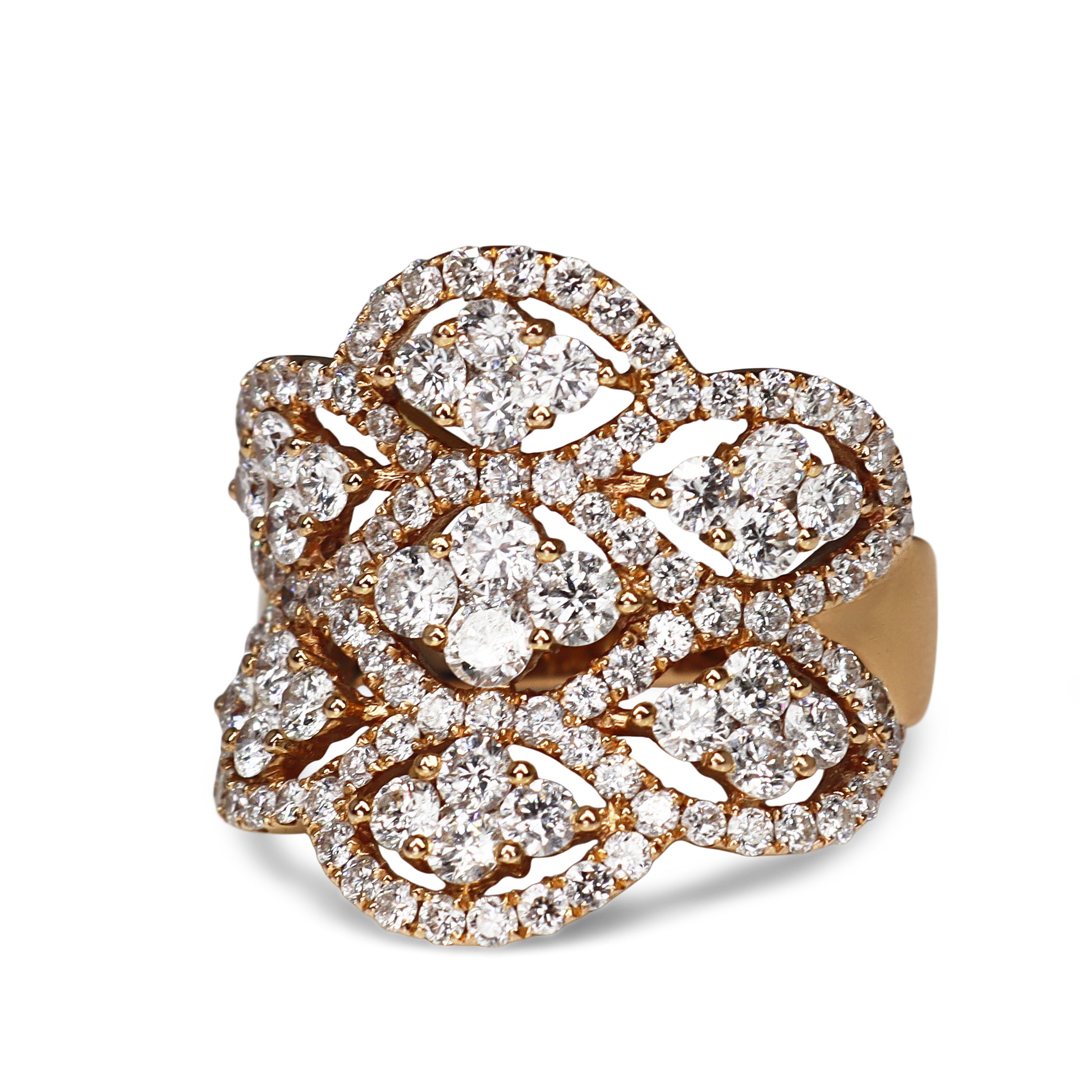 18ct Rose Gold Large Cocktail Cluster Diamond Ring