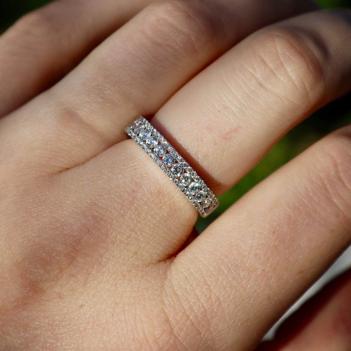 White gold 0.80ct diamond wedding band featuring natural diamonds