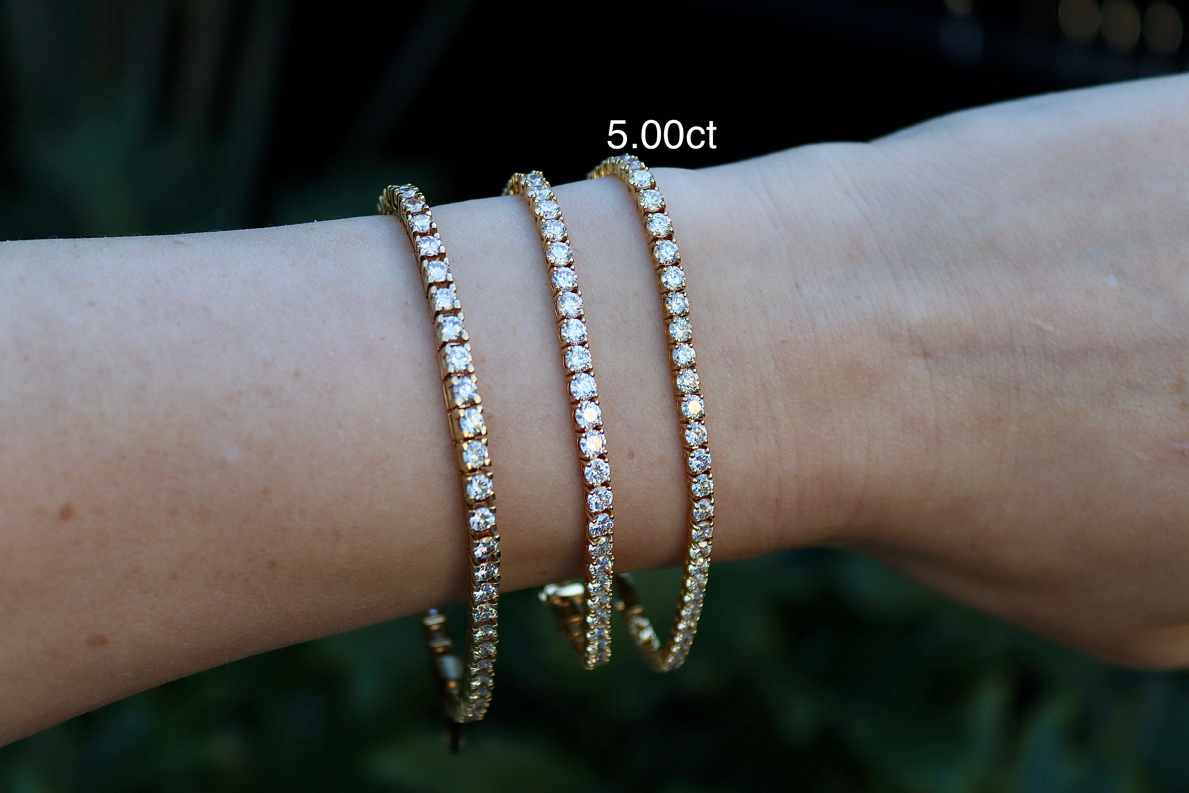 18ct Yellow Gold Graduated 5.00ct Diamond Tennis Bracelet