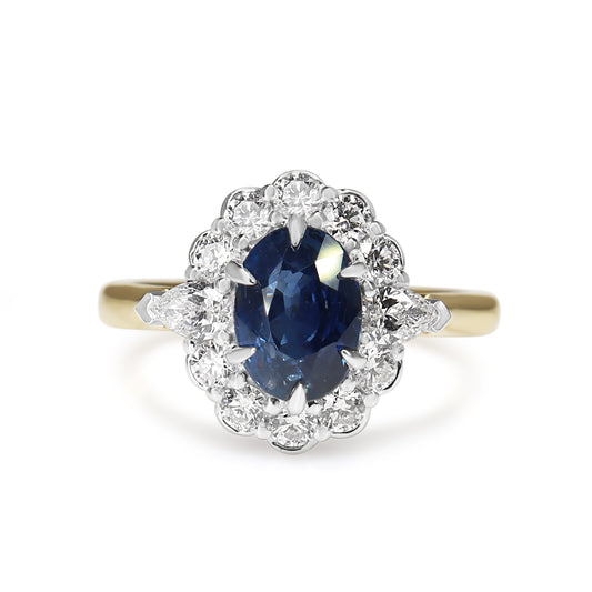 18ct Yellow and White Gold Sapphire and Diamond Daisy Ring