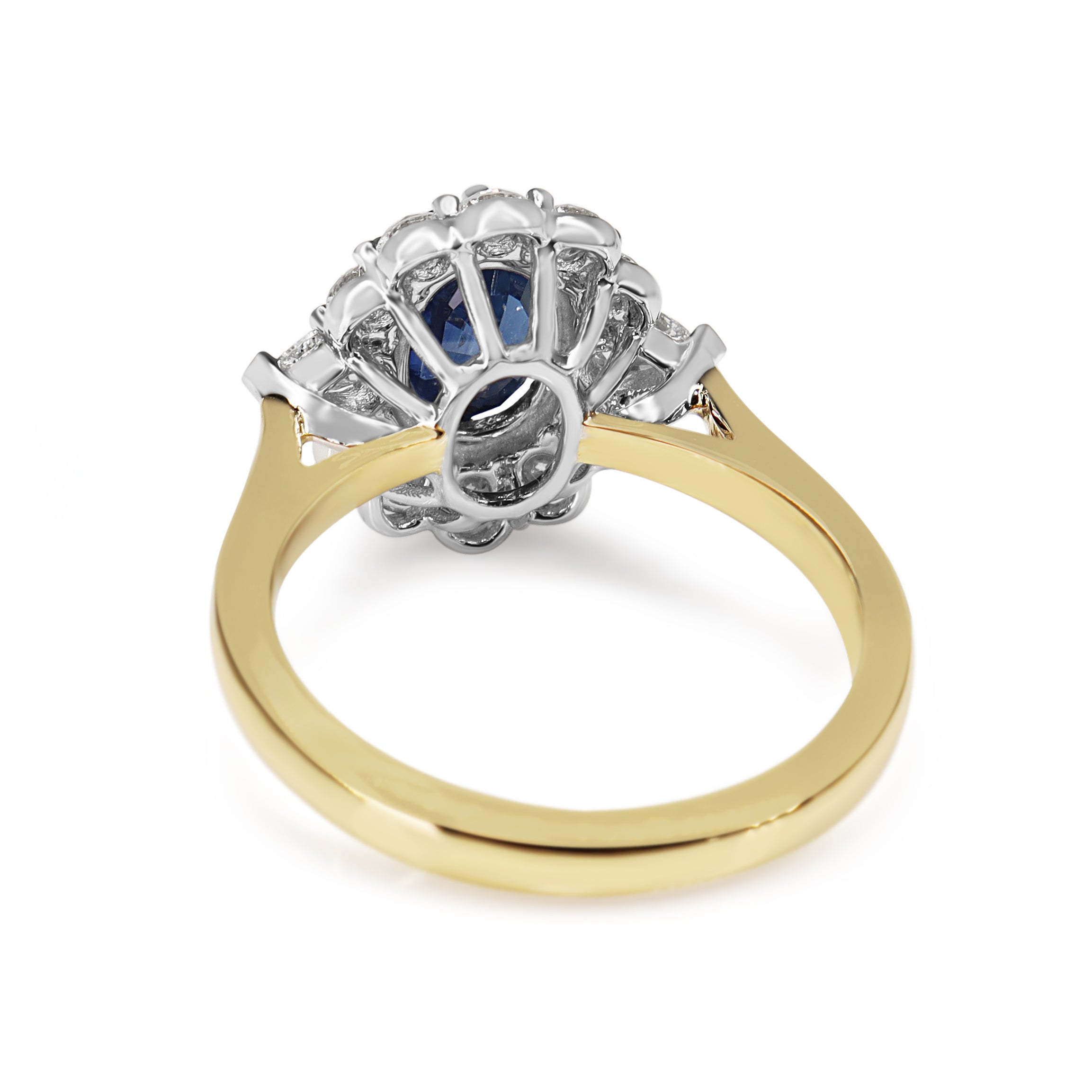 18ct Yellow and White Gold Sapphire and Diamond Daisy Ring