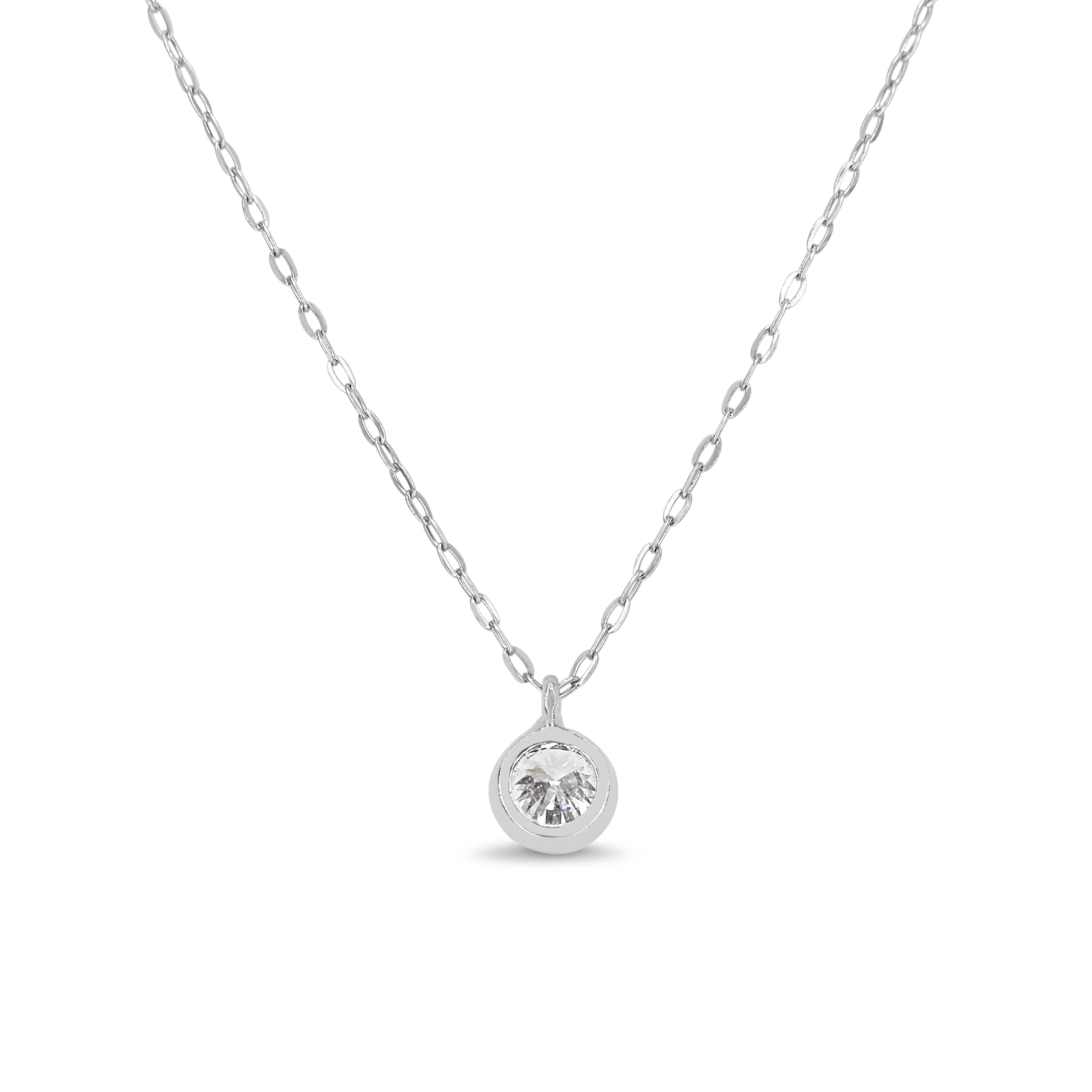 18ct White Gold Bezel Set Diamond Solitaire Pendant