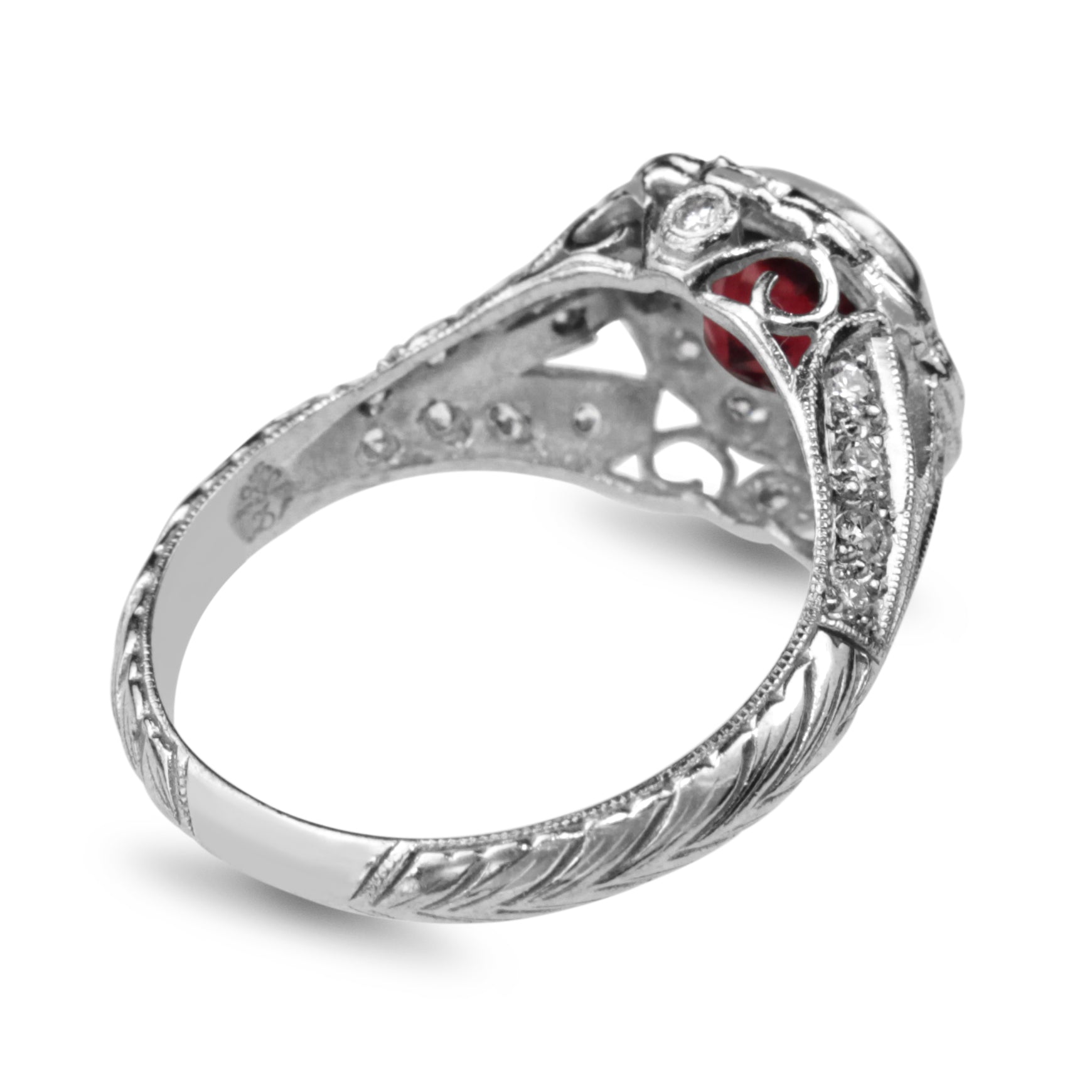 18ct White Gold Treated Ruby and Diamond Daisy Flower Style Ring