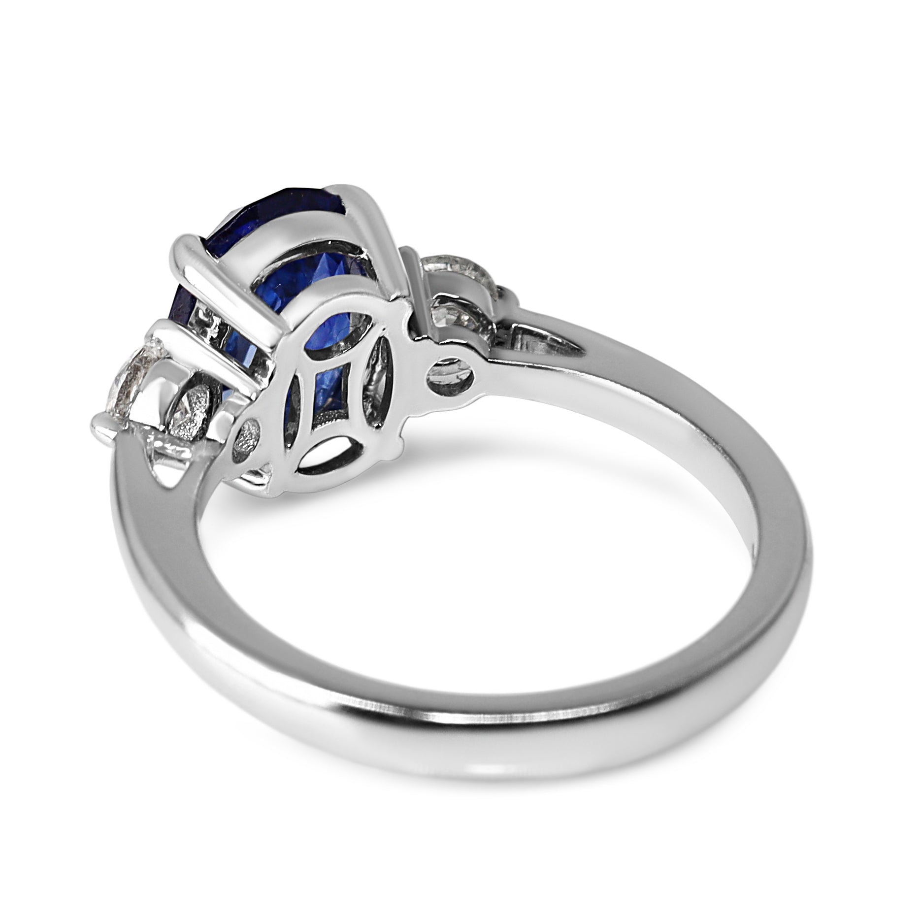 18ct White Gold Oval Sapphire and Diamond 3 Stone Ring