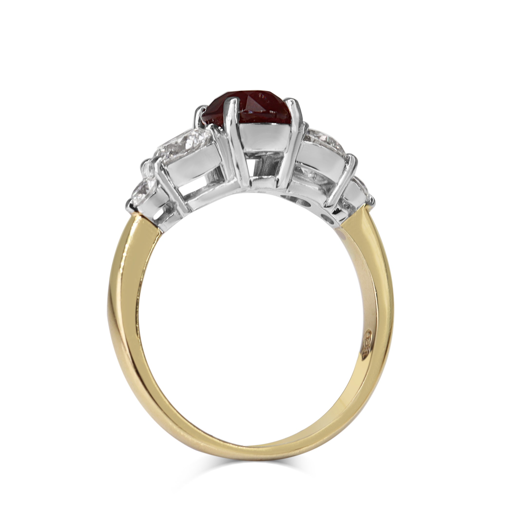 18ct Yellow and White Gold Ruby and Diamond 5 Stone Ring